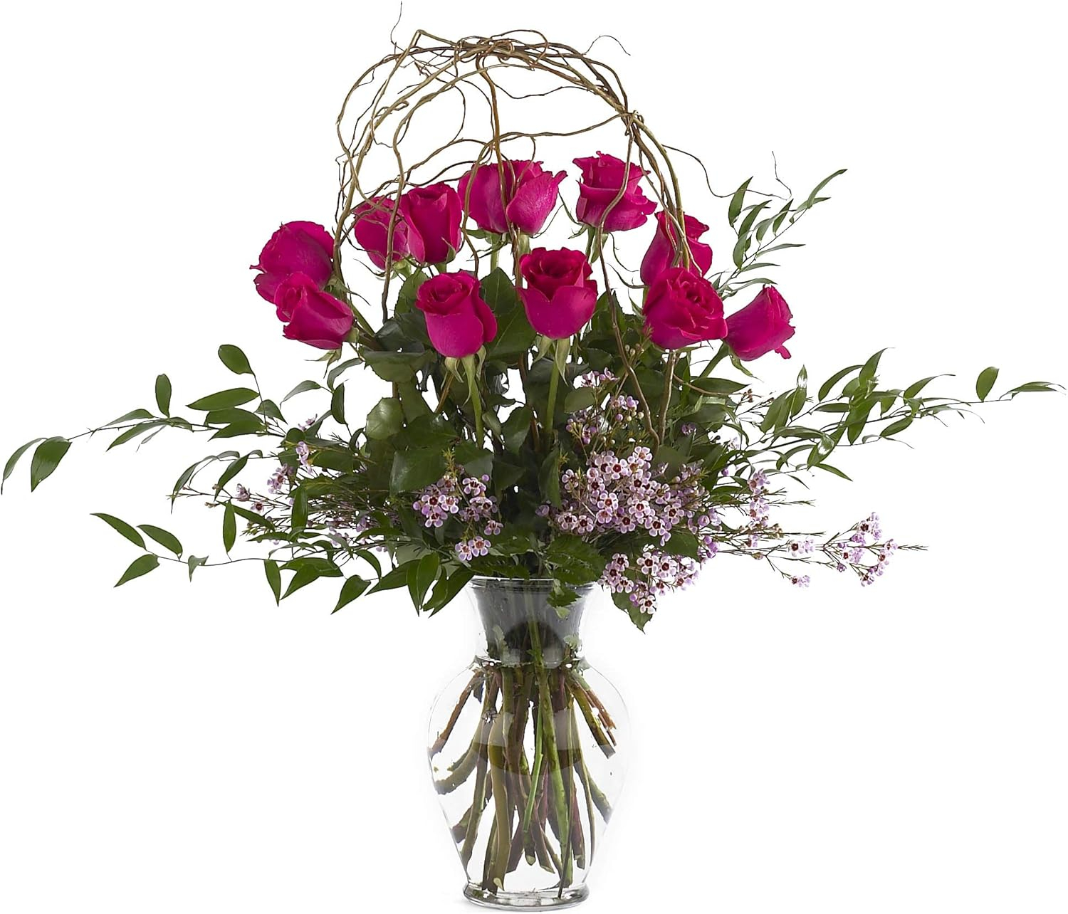 Floral Supply Online 10 5/8" Spring Garden Vase and Flower Guide Booklet- Decorative Glass Flower Vase for Floral Arrangements, Weddings, Home Decor or Office. (Clear)