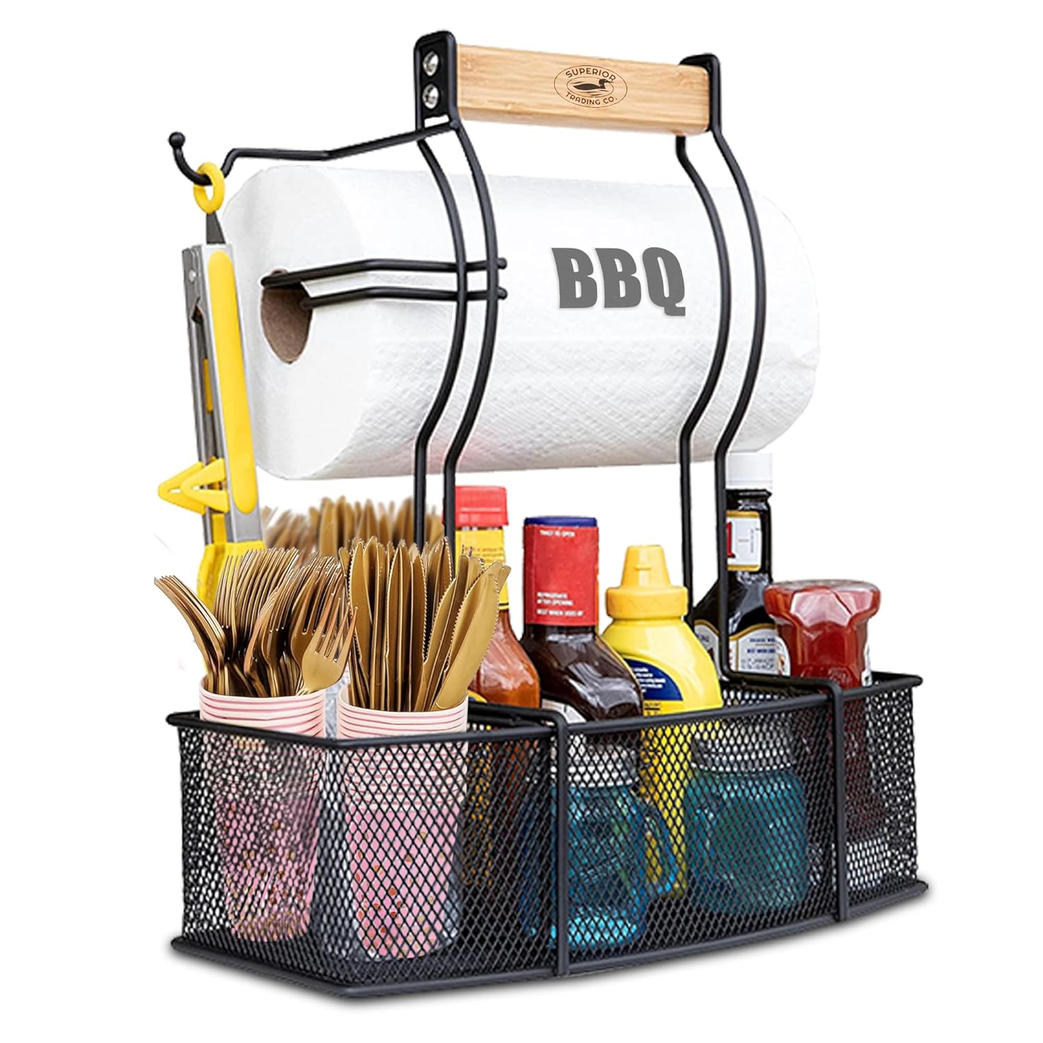 Black Stainless Steel BBQ and Picnic Caddy Organizer