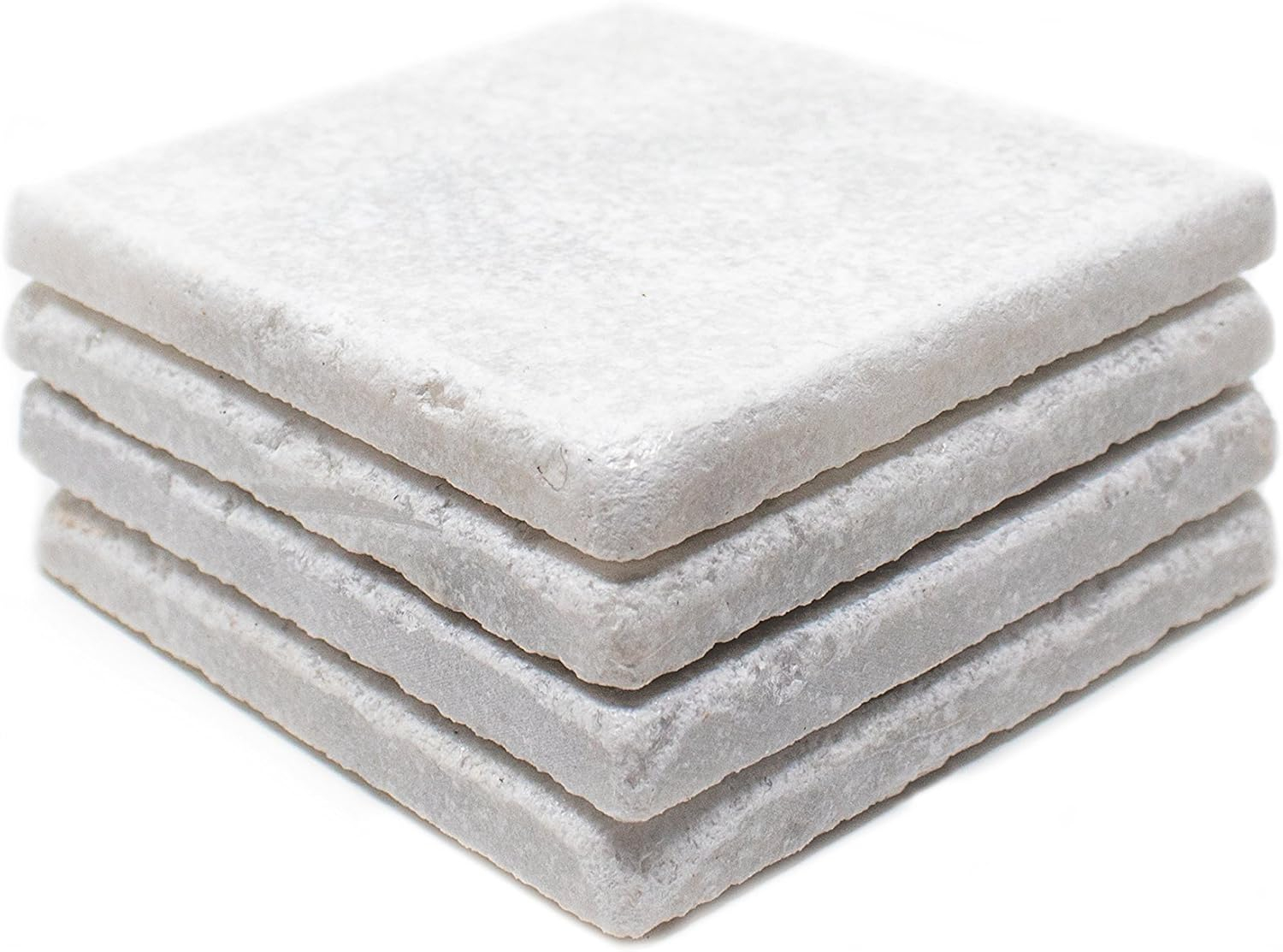 Elegant White Marble Coasters Set of 4 – Absorbent Square Coasters for Drinks – Perfect Home Decor and Table Decor – Coaster with Cork Bottom for Desk or Table - Size 4" x 4"
