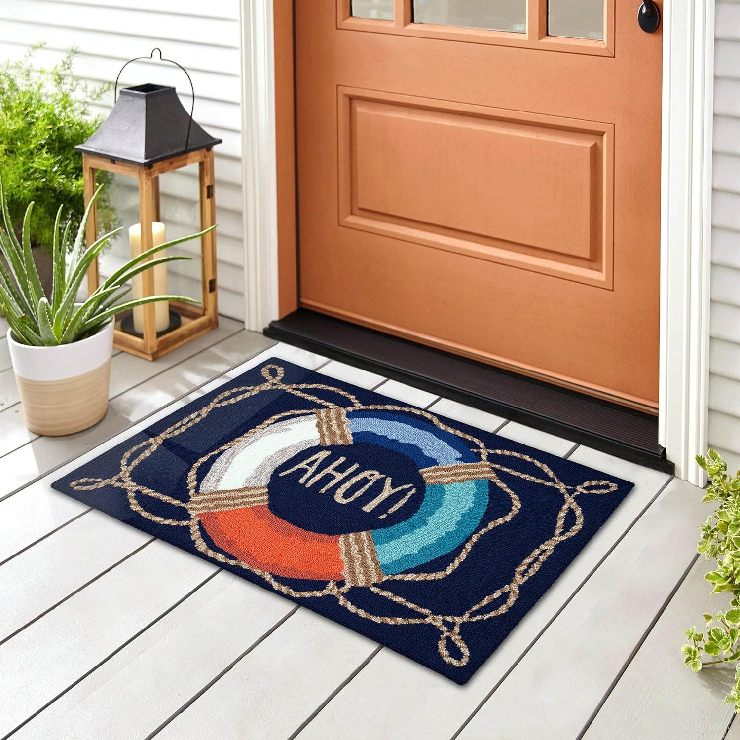 Liora Manne Frontporch Anchor Indoor/Outdoor Rug Navy 2' x 3'