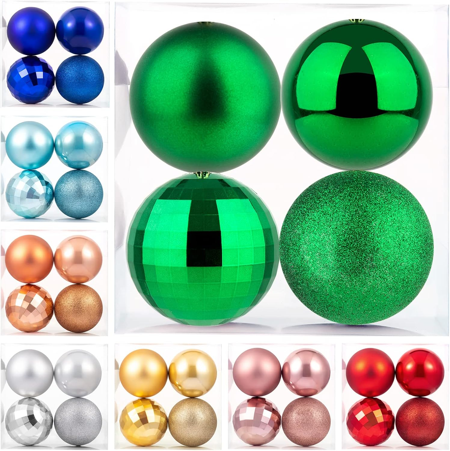 XmasExp 4in Large Christmas Ornaments Christmas Ball Ornaments Giant Tree Decoration Shatterproof Decorative Hanging Balls for Holiday Party Decor (Silver,4pcs)