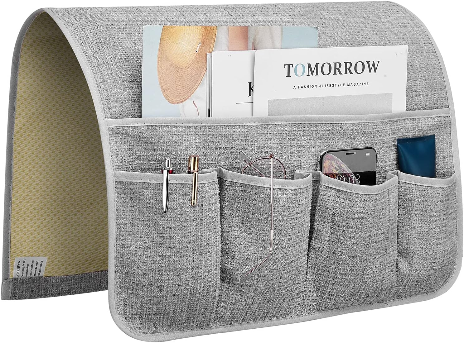 Flyingshark Non-Slip Remote Control Holder, Armrest Organizer for Recliner Couch Sofa Chair, Armchair Caddy with 5 Pockets for Smart Phone, Book, Magazines, Ipad