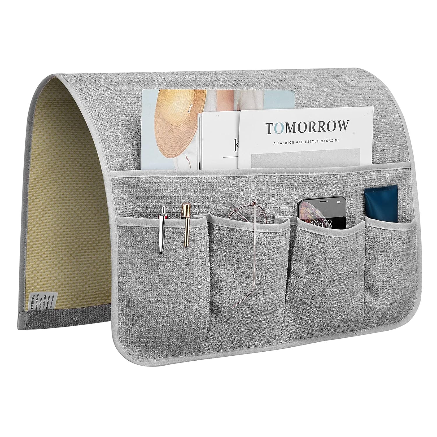 Flyingshark Non-Slip Remote Control Holder, Armrest Organizer for Recliner Couch Sofa Chair, Armchair Caddy with 5 Pockets for Smart Phone, Book, Magazines, Ipad