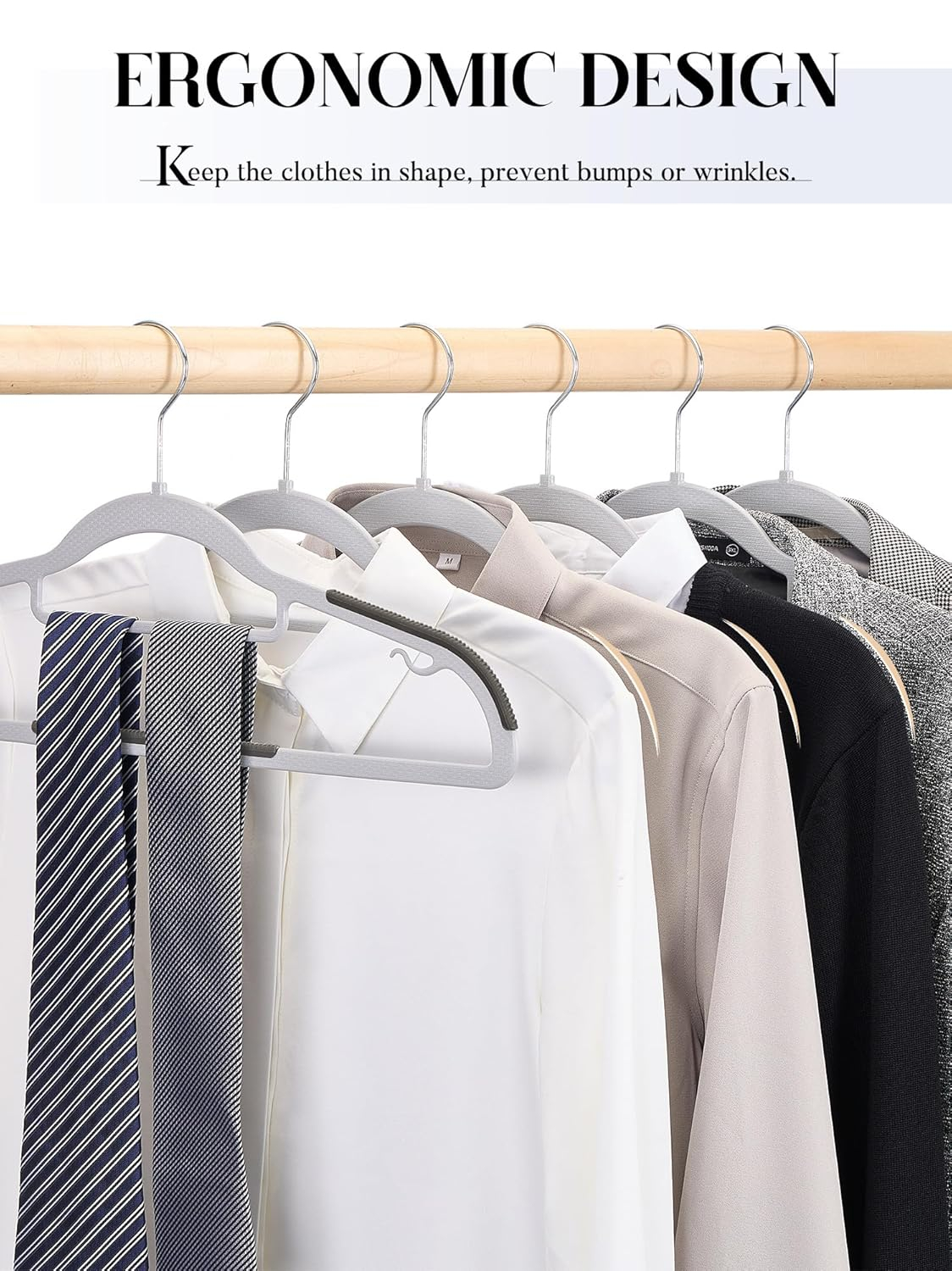 House Day 16.3" Gray Heavy Duty Plastic Hangers, 50 Pack