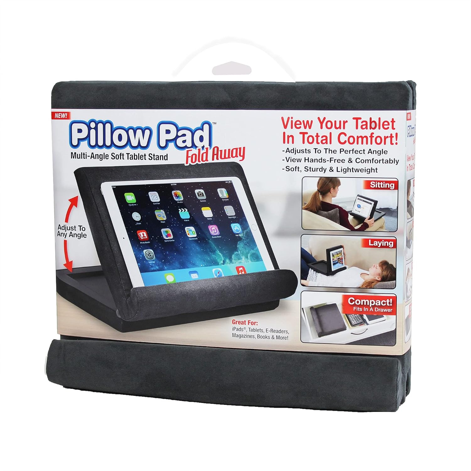 Pillow Pad Fold Away Soft Tablet Stand, For iPads Books & More