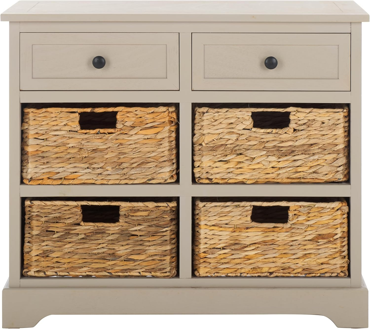 Herman Storage Unit with Wicker Baskets - Vintage Grey - Safavieh.