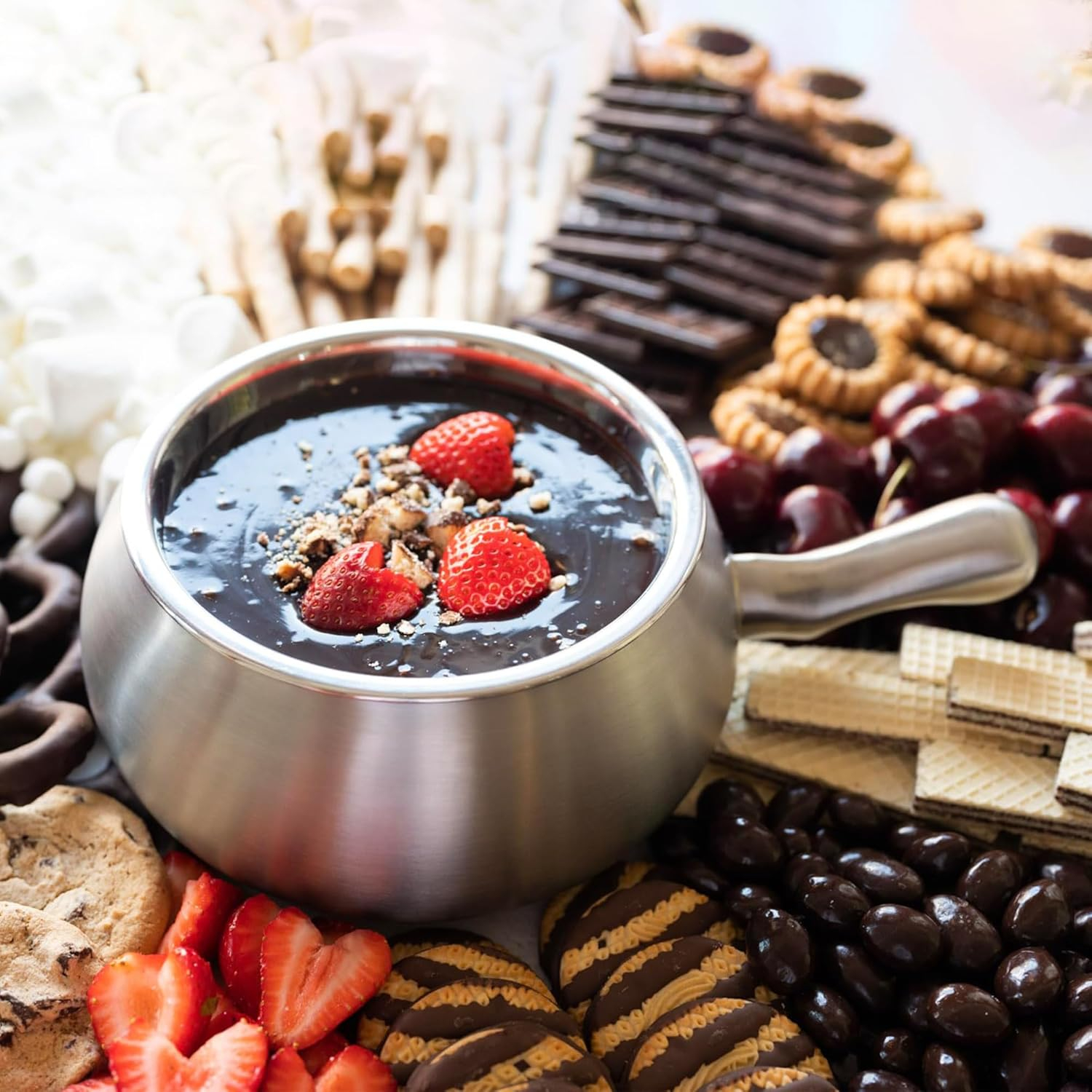 Bon Chef 5050SS Stainless Steel Induction Fondue Pot with Induction Bottom, 2-1/8 Quart Capacity, 6" Diameter x 4" Height