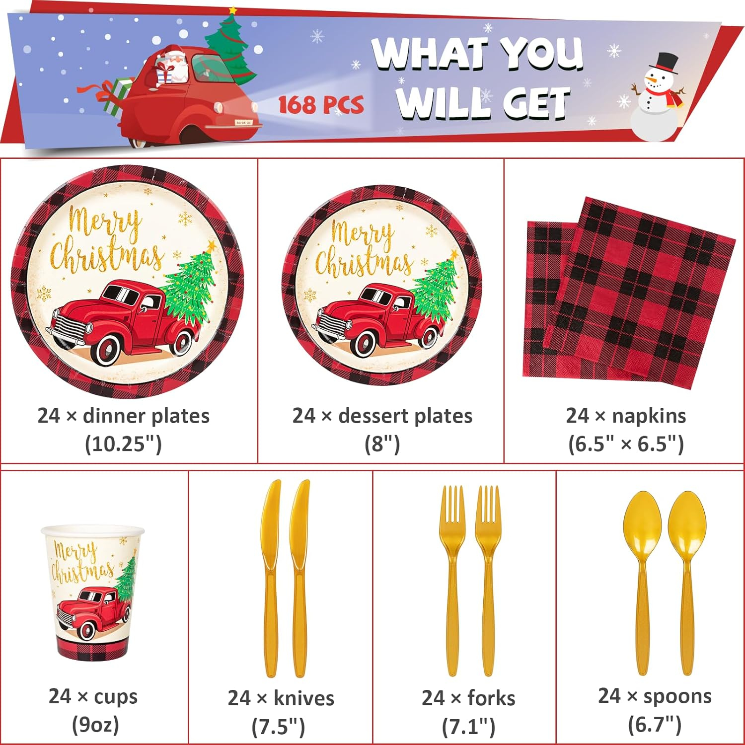 OPTERWQ Disposable Christmas Flatware Set