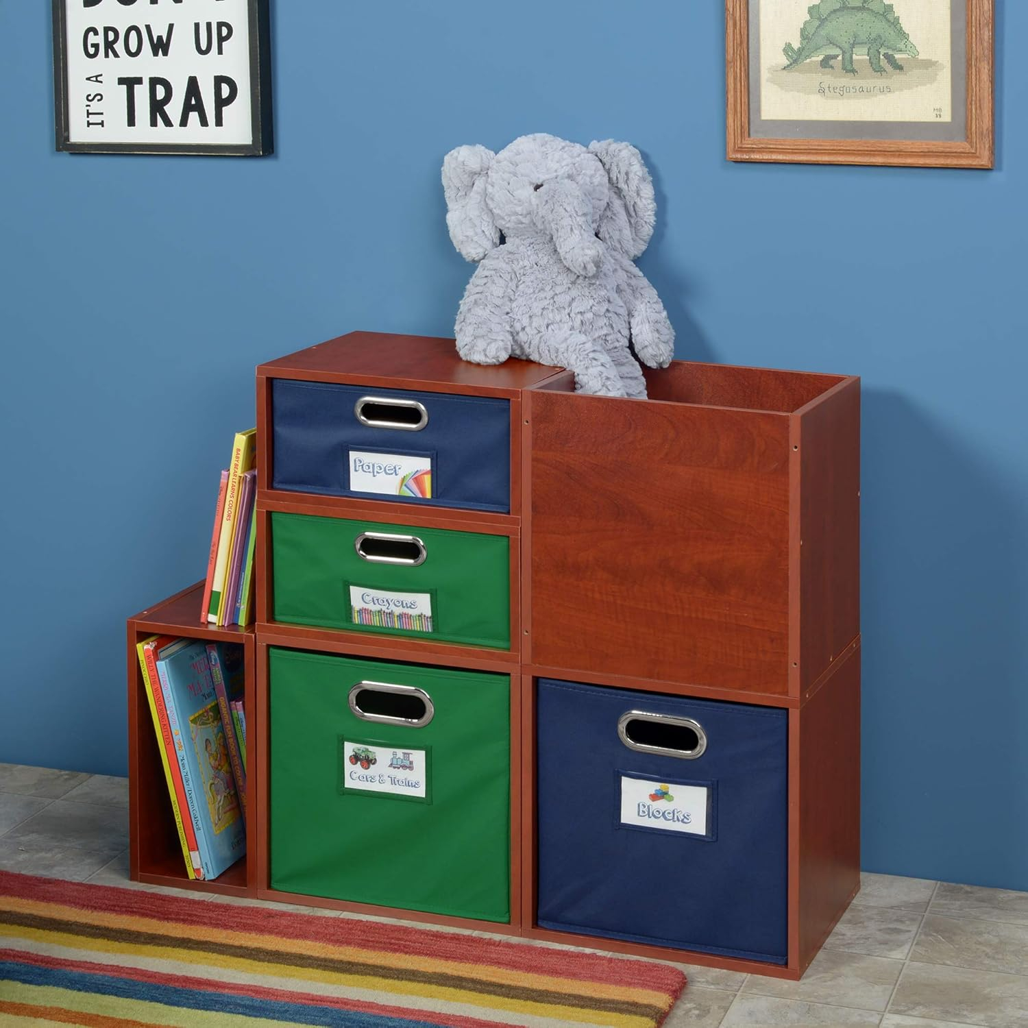 Niche Cubo Storage Organizer Open Bookshelf Set- 2 Half Size Cubes- Warm Cherry