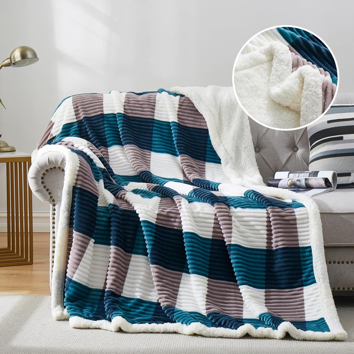 PU MEI Sherpa Throw Blanket for Couch Sofa 60”*80”- Fleece Tufted Fuzzy Soft Cozy Blanket for Bed, Thick Warm Blanket for All Seasons, (Dark Grey, 60"*80")