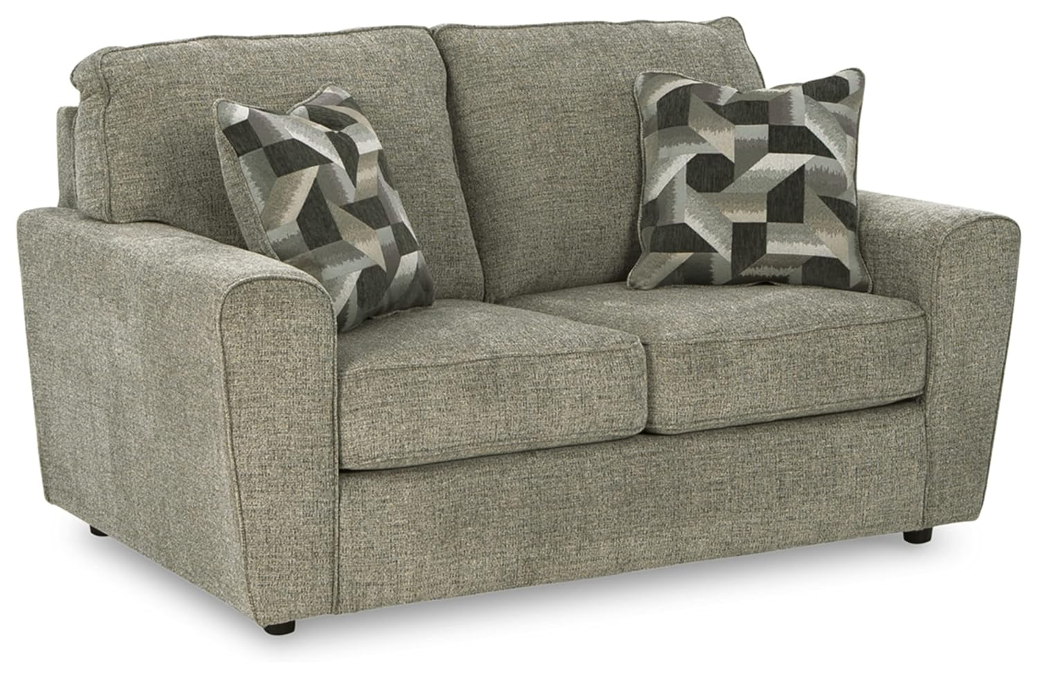 Ashley Furniture Cascilla Contemporary Fabric & Wood Loveseat in Light Gray