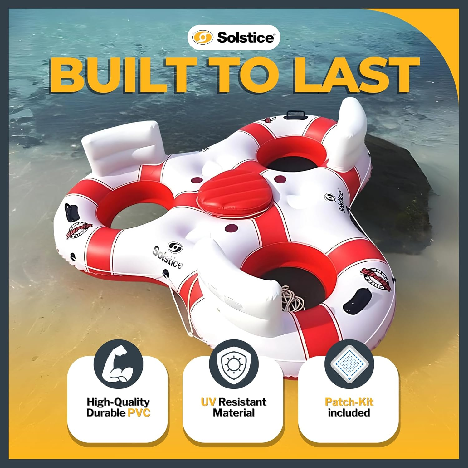 Red and White Heavy Duty Inflatable Floating Island with Cooler