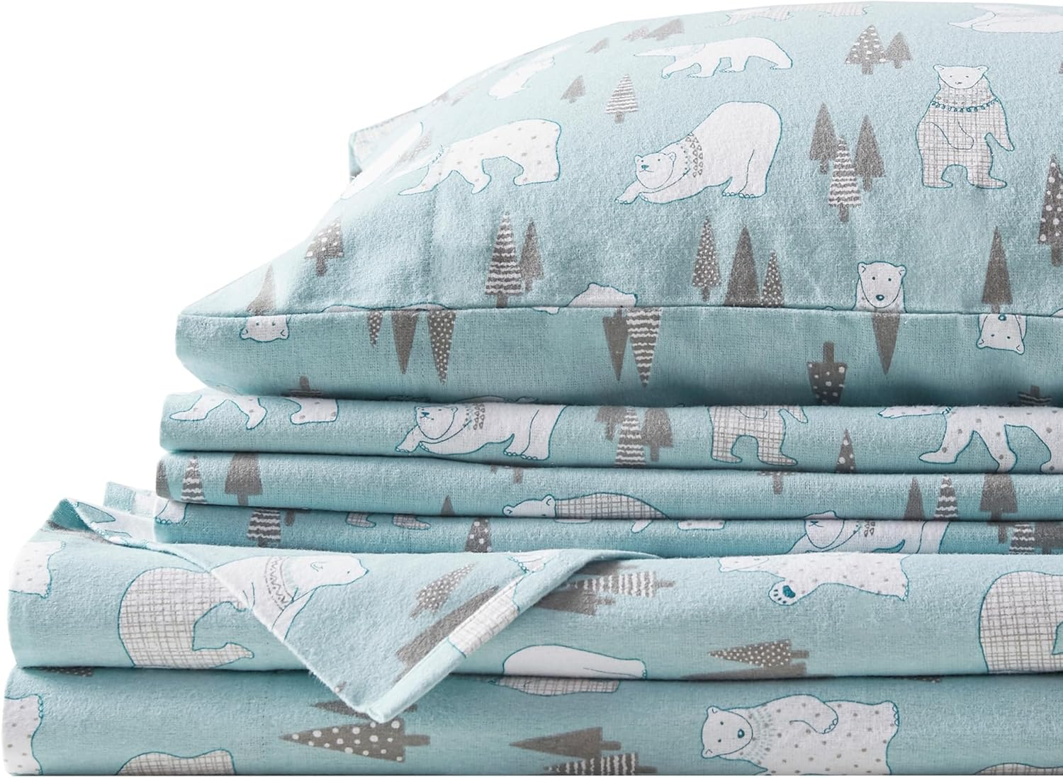 Comfort Spaces King Sheet Set, Flannel Bed Sheets King, 100% Cotton Bed Sheets Set with Deep Pocket, 4-Piece