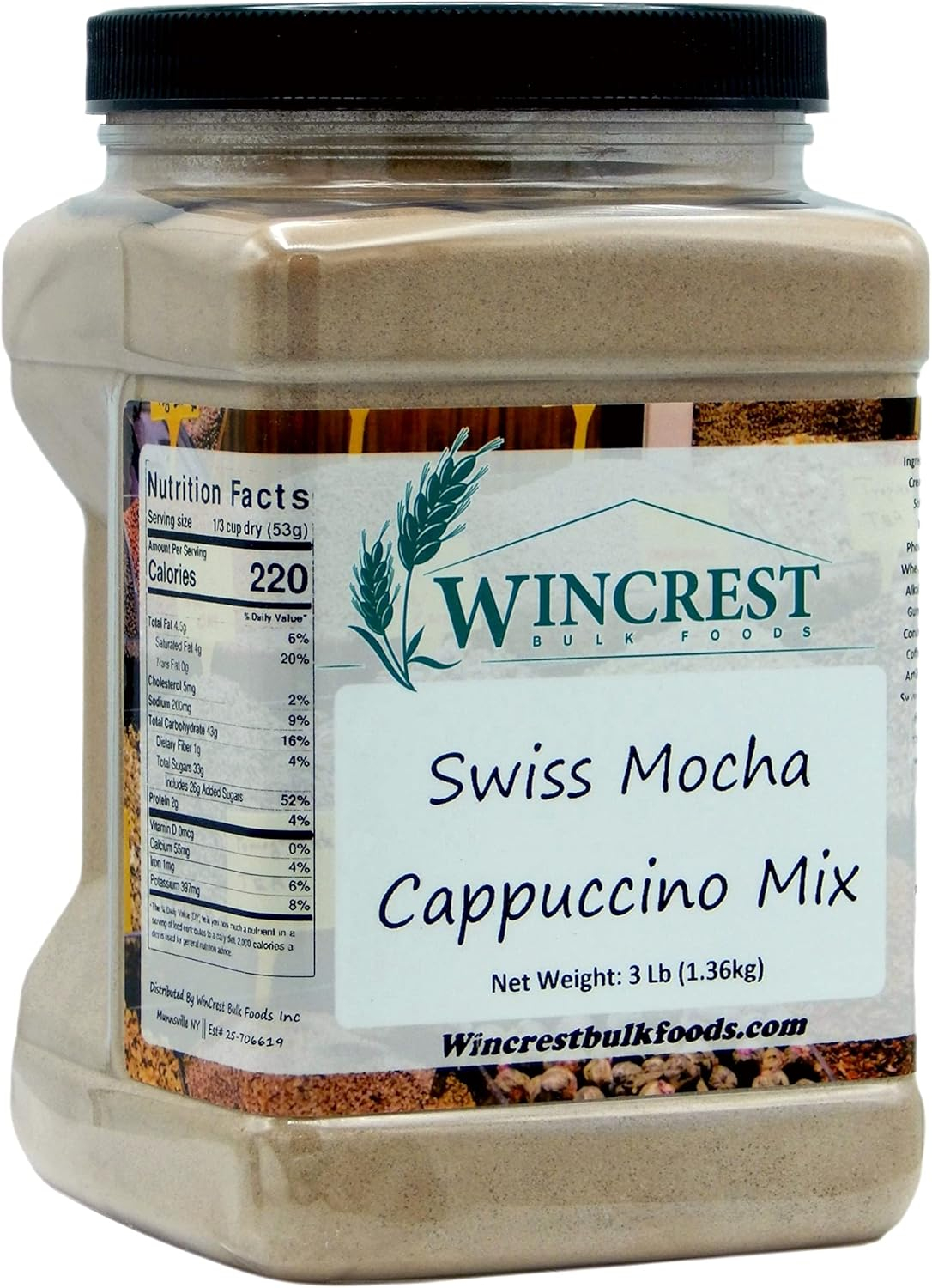Swiss Mocha Instant Cappuccino Mix in 3 lb Tub