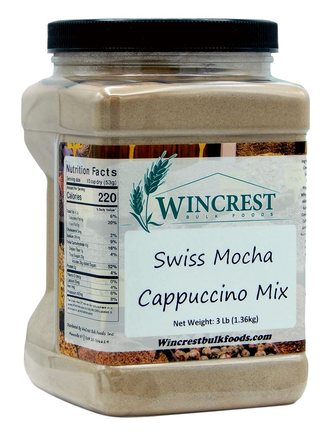 Swiss Mocha Instant Cappuccino Mix in 3 lb Tub