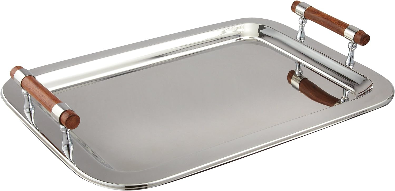 Stainless Steel Rectangular Tray, 22" X 15.5", Silver