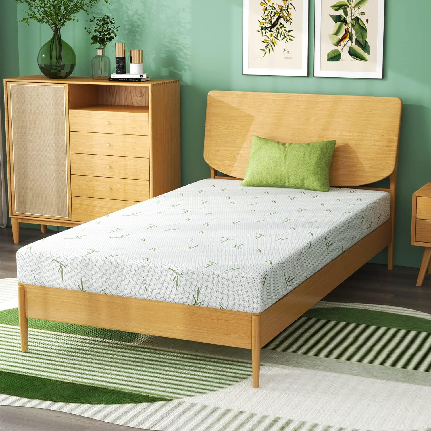 Twin Bamboo Memory Foam Mattress with Washable Cover