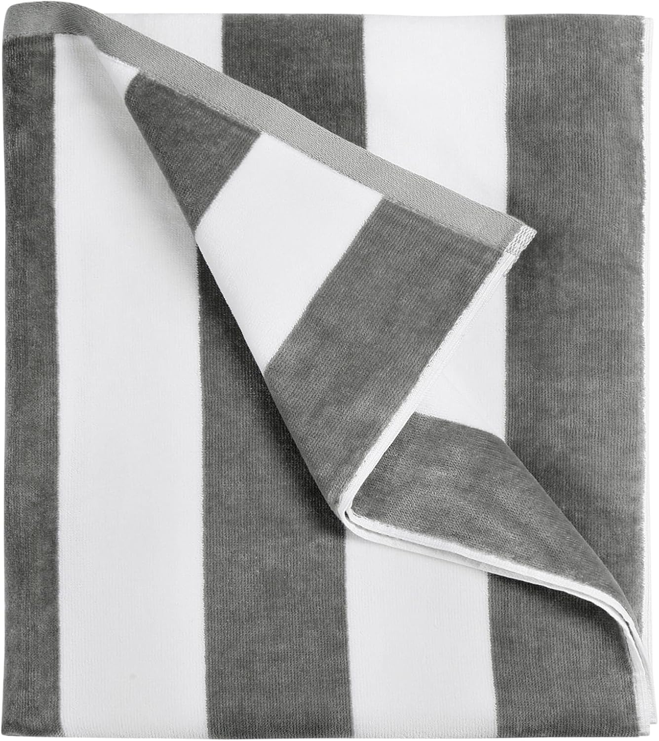 Large Oversized Beach Towel - Big Cotton Towel 36 x 70 Inch Striped Pool Towel, Large Cabana Soft Swimming Towel for Adult Men Women,Grey