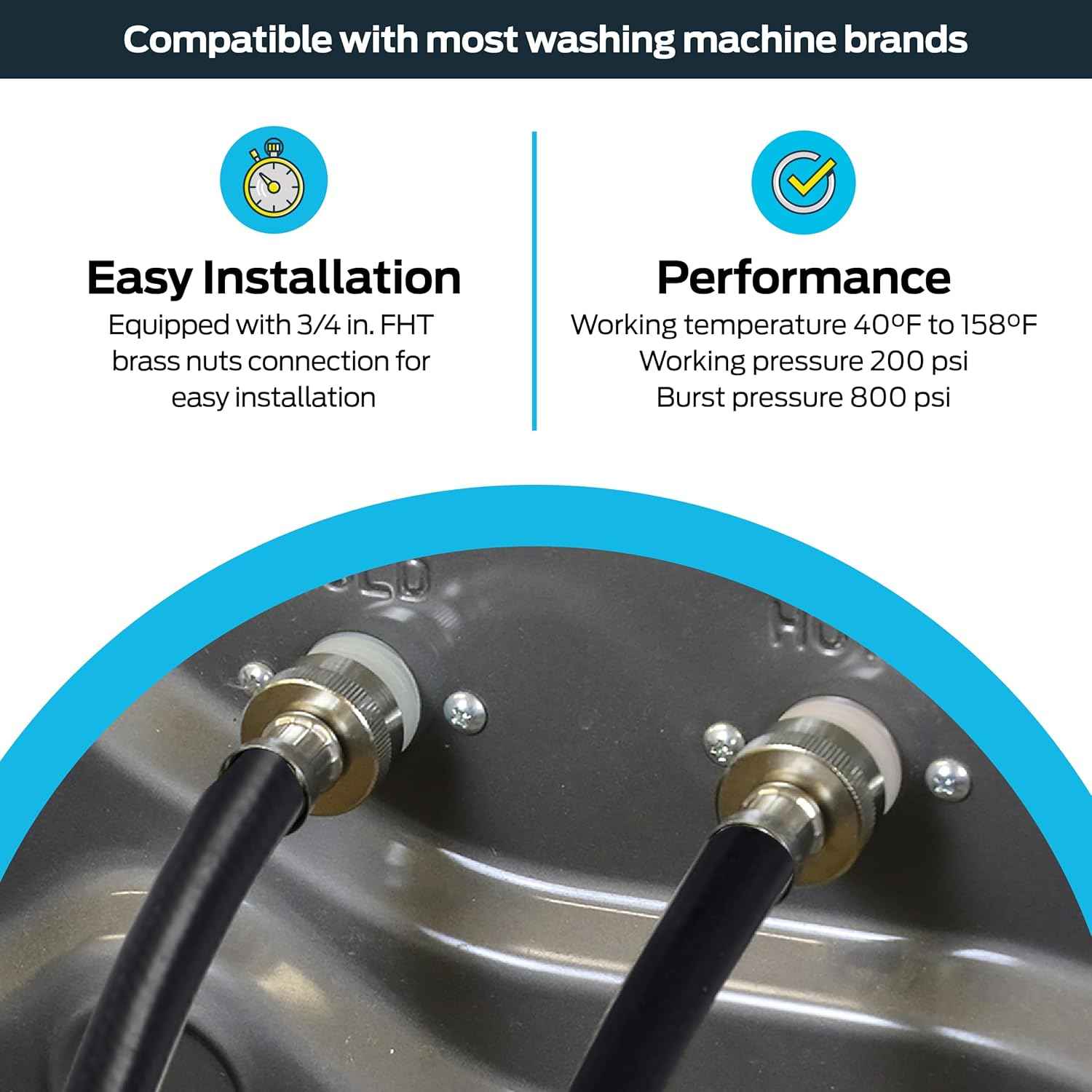Eastman 60325N Rubber Washing Machine Fill Hose