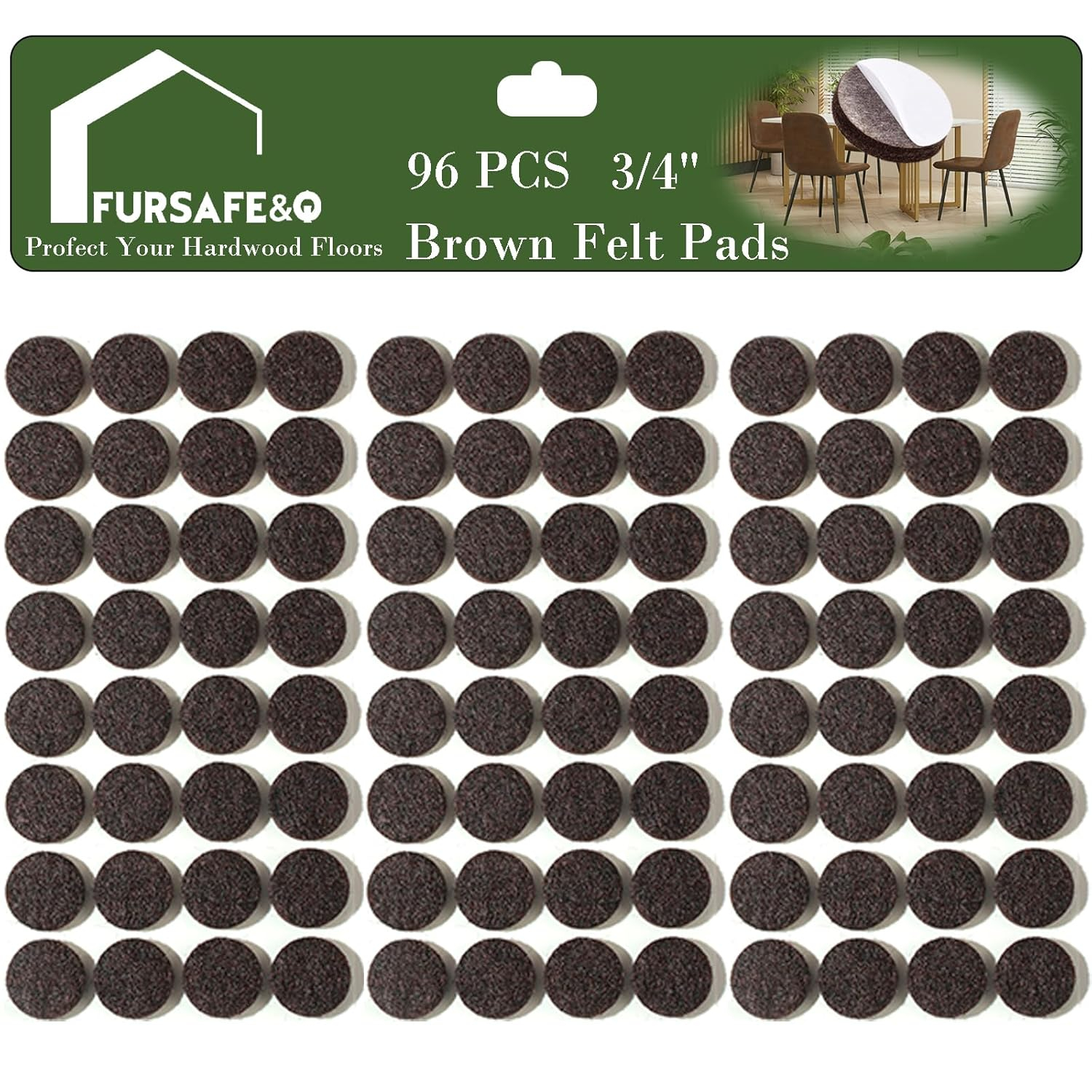 Fursafe&Q Felt Furniture Pads, Furniture Felt Pads for Hardwood Floors -Self Adhesive Chair Leg Floor Protectors, Protect from Nicks, Dents and Scratches, Chair Feet Protectors 136 Pcs Chair Feet