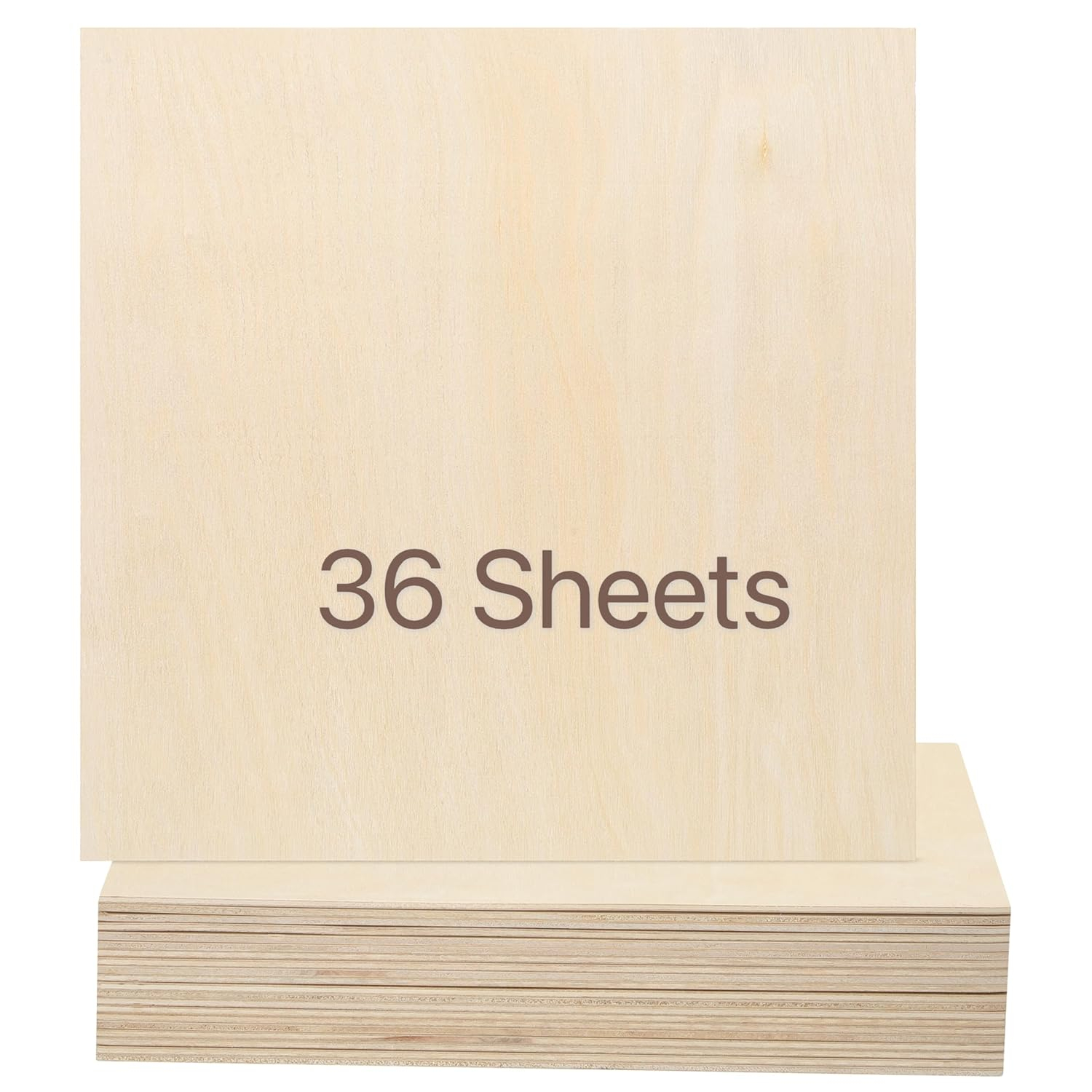 Baltic Birch Plywood - 1/8 Inch Thickness - 11.8" x 11.8" Square Wood Sheets for Laser Cutting, CNC Cutting and Crafts - Pack of 36
