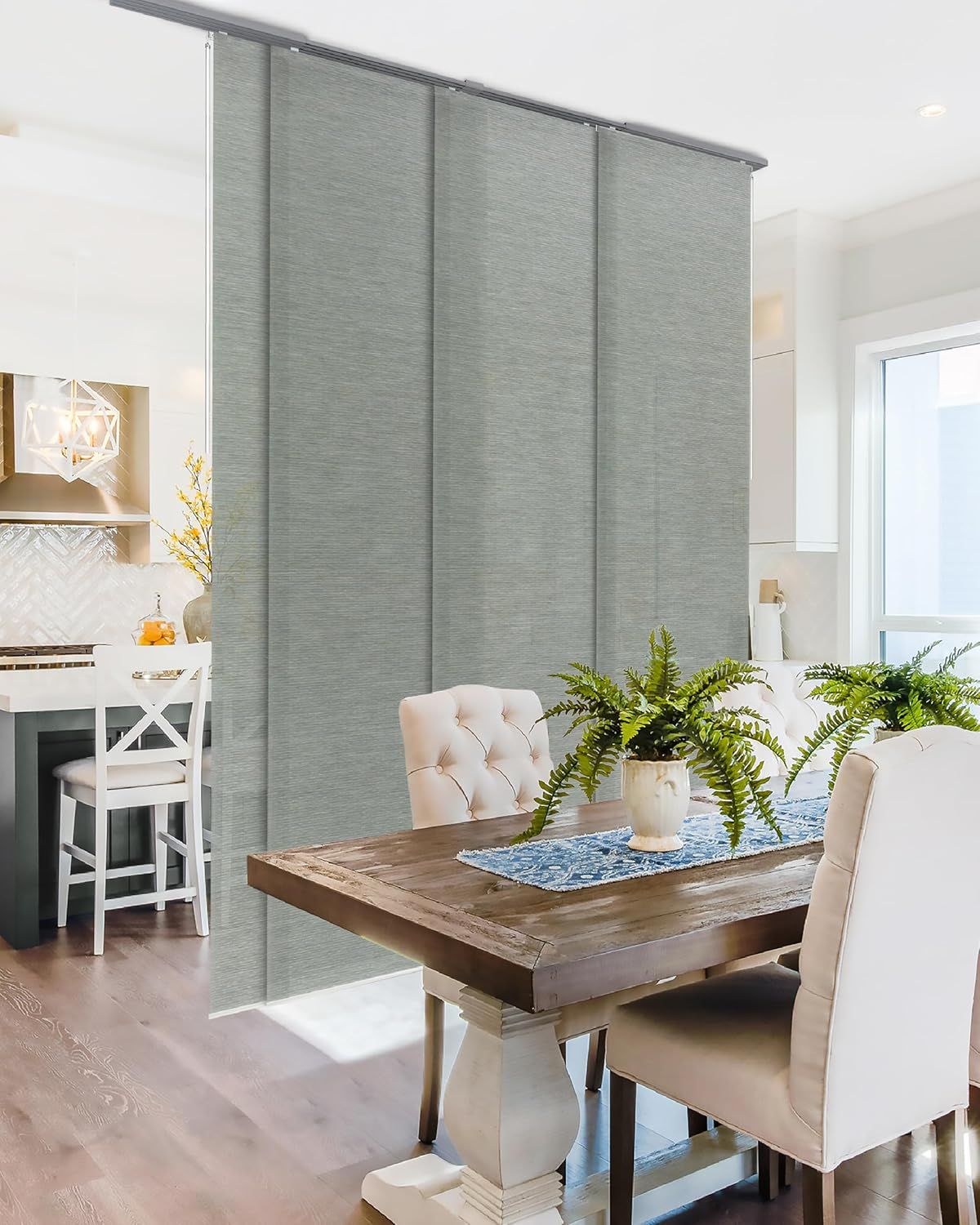 GoDear Design Adjustable Sliding Panel Track Blind 45.8"- 86" W x 96" H, Vertical Blinds, Semi-sheer, Moonstone