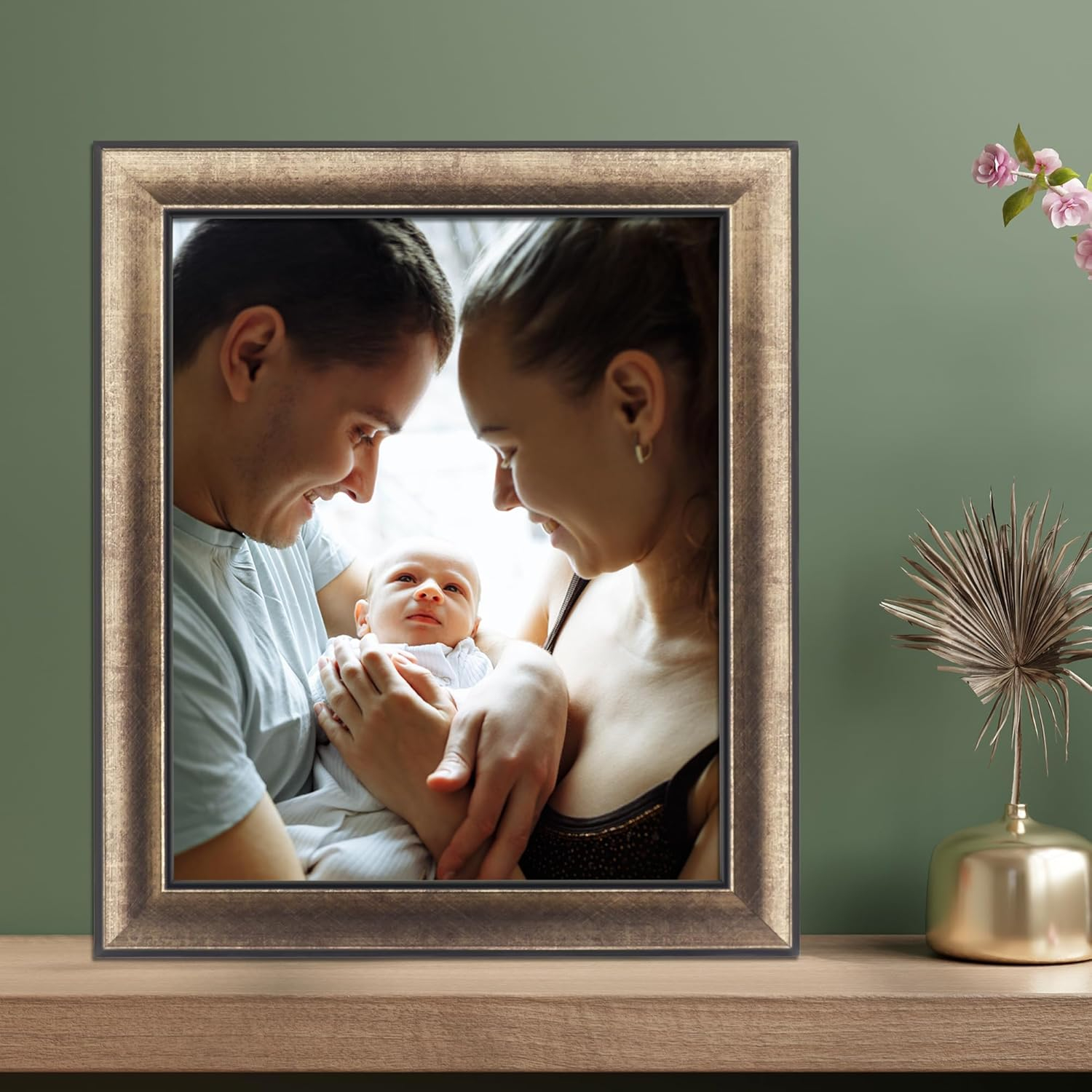 8x10 Domed Burnished Silver and Black Polystyrene Picture Frame QGM14184