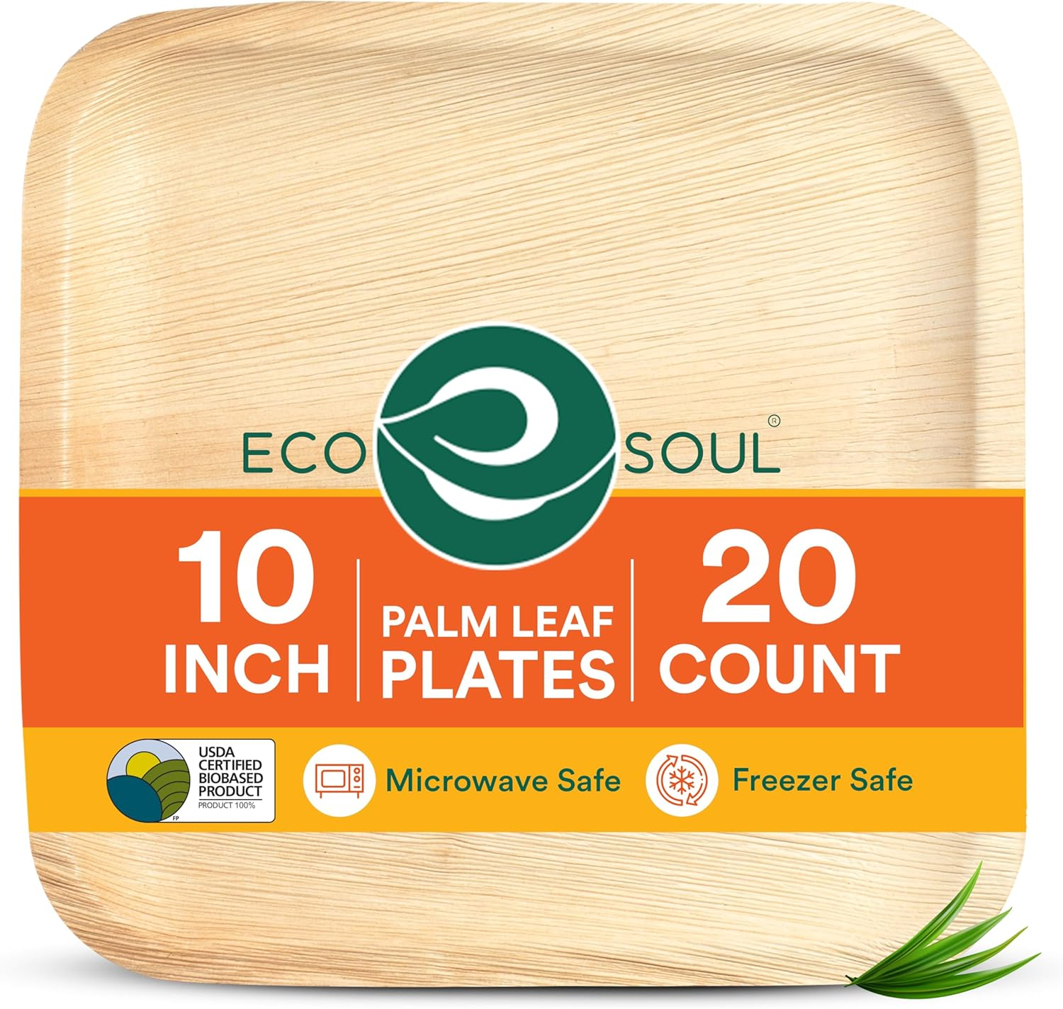 Ecosoul Home - Palm Leaf Plates 8 In Sqr - Case Of 8-20 Ct