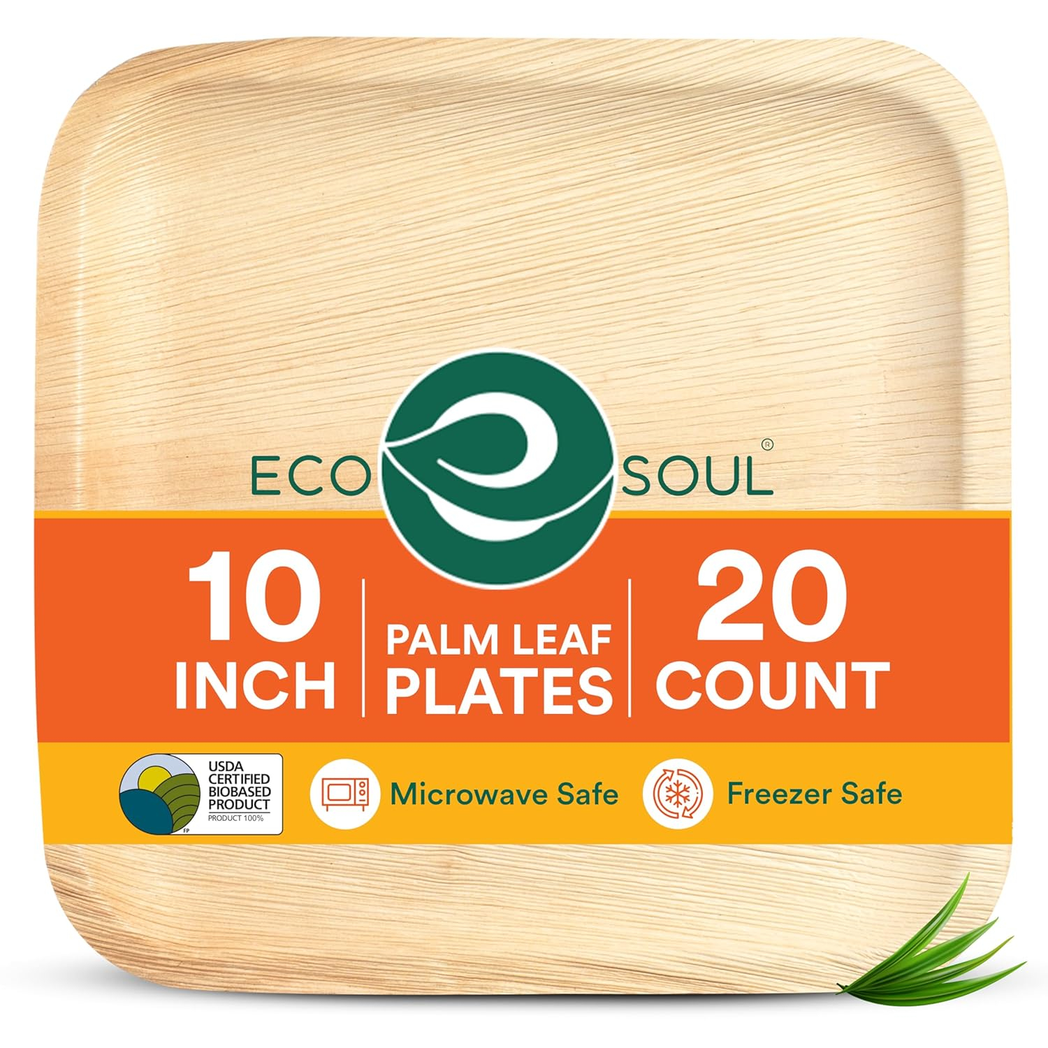 Ecosoul Home - Palm Leaf Plates 8 In Sqr - Case Of 8-20 Ct