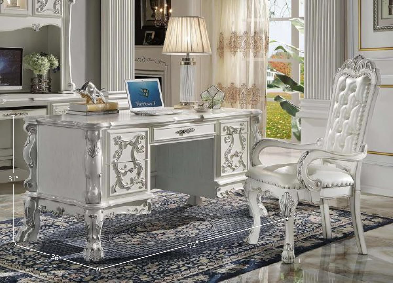 Acme Dresden EXECUTIVE WRITING DESK Bone White Finish