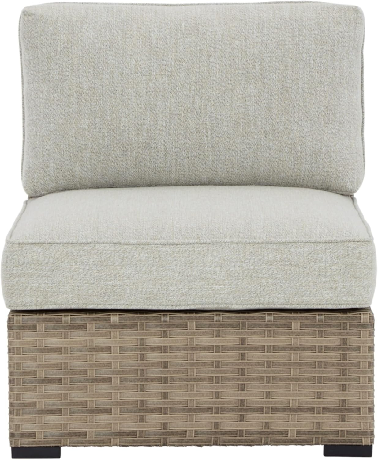 Signature Design by Ashley Contemporary Calworth Outdoor Armless Chair with Cushion (Set of 2)  Beige