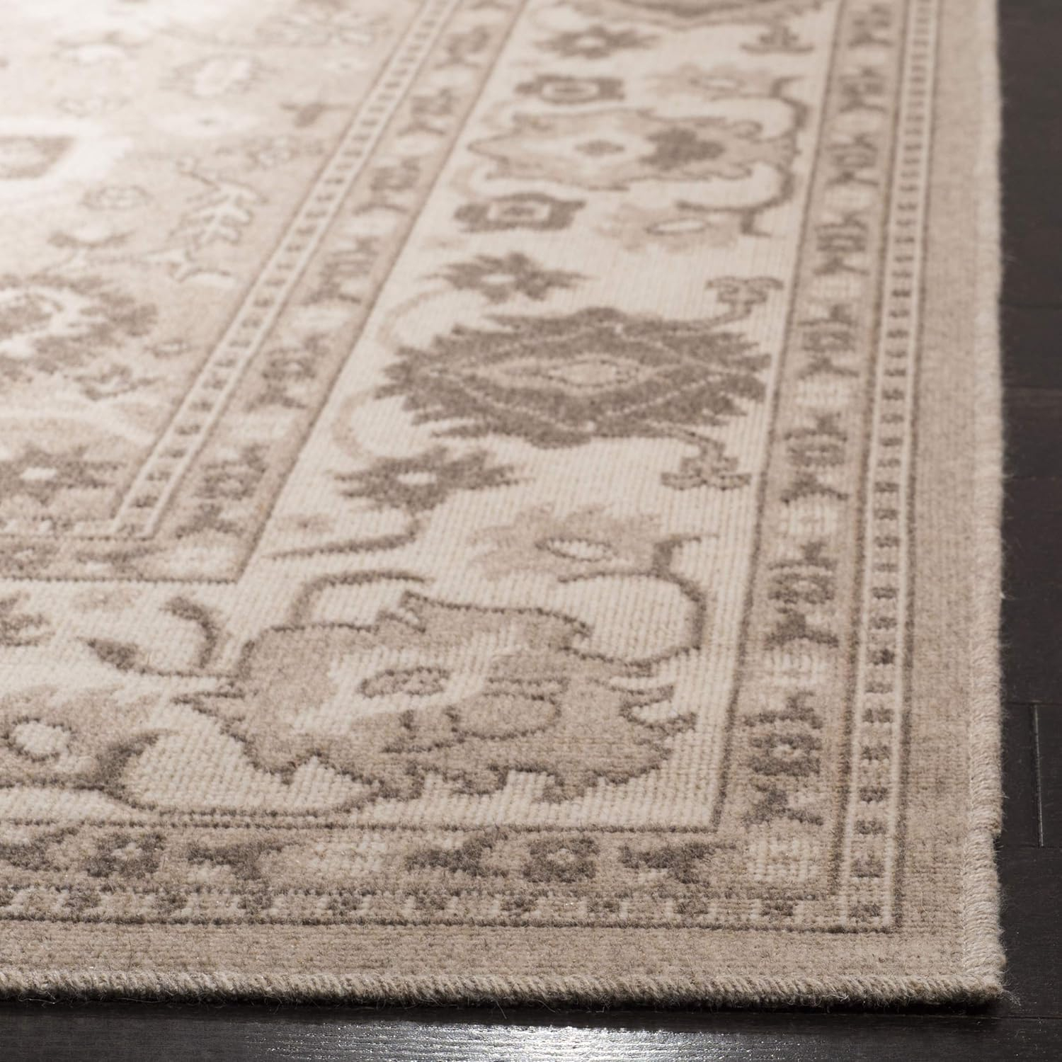 Taupe and Natural 3' x 5' Traditional Wool Blend Area Rug