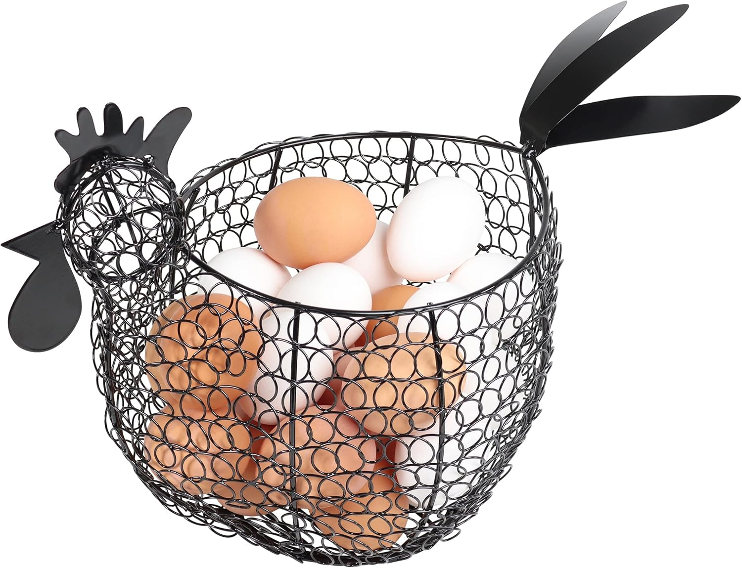 Rural365 Black Metal Chicken Egg Basket - Rustic Decor Chicken Basket Egg Holder