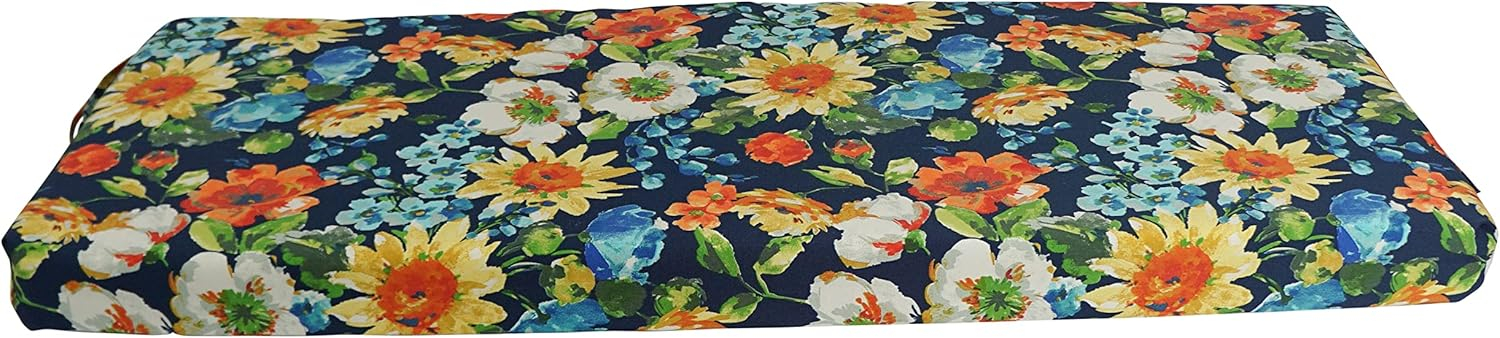 Blazing Needles 54-inch by 19-inch Patterned Outdoor Spun Polyester Bench Cushion 954X19-REO-59