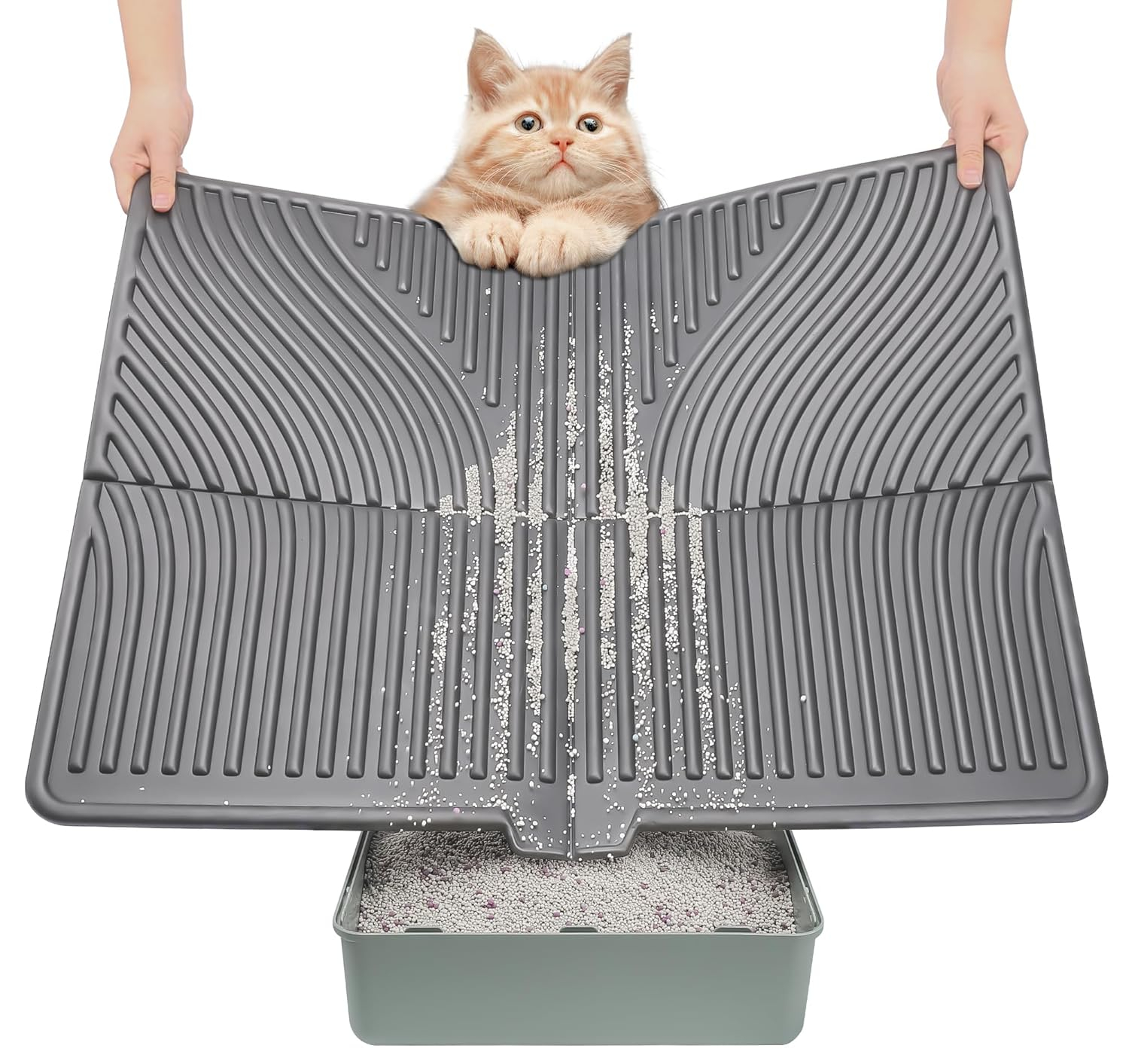 UPSKY Cat Litter Mat Kitty Litter Trapping Mat 31" x 24" Litter Box Mat Keep Floor Clean