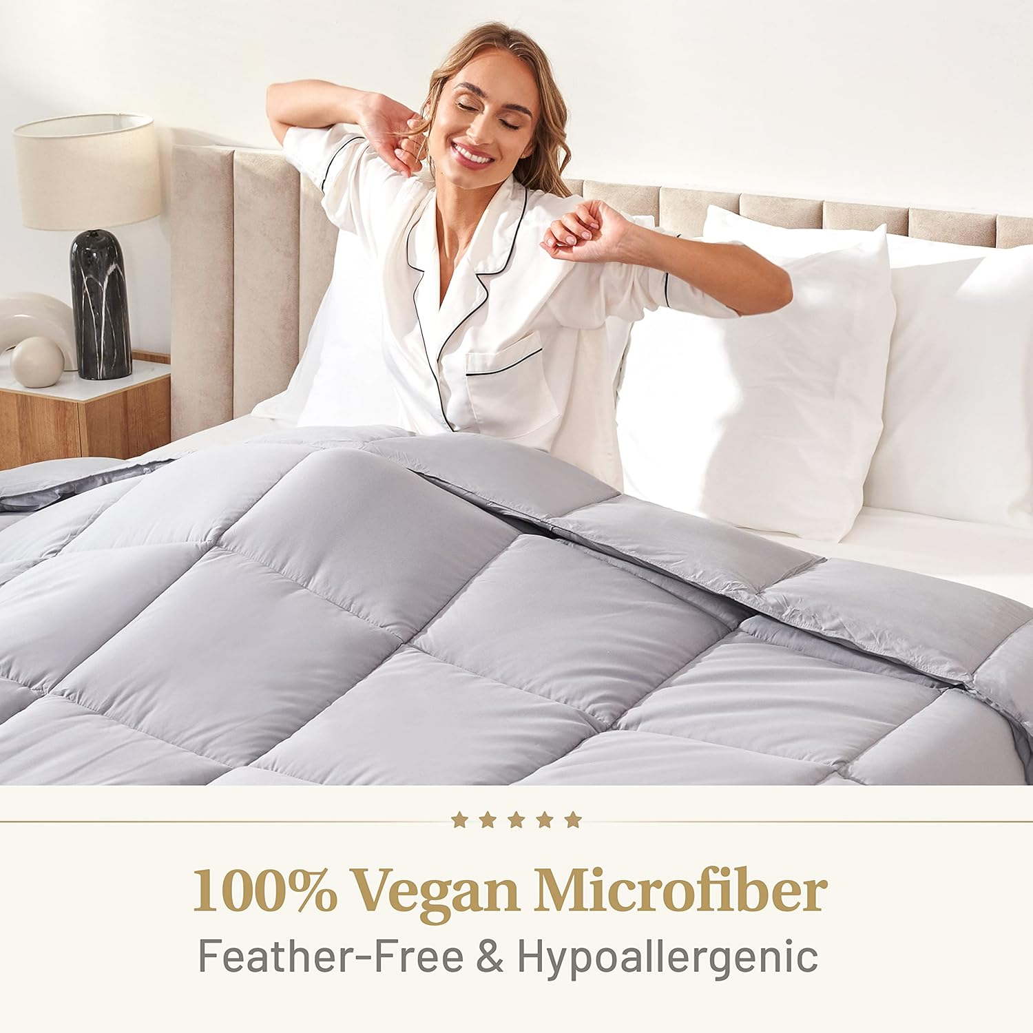 California King Gray Microfiber All-Season Comforter