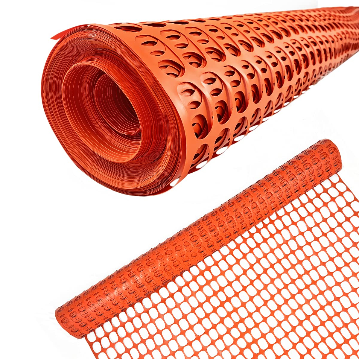 Ashman Plastic Mesh Fence, Construction Barrier Netting, Orange, 4'x200' Feet, 1 Roll, Garden Fencing, Fences Wrap, Above Ground, for Snow, Poultry, Chicken, Deer, Patio, Garden Netting, Orange 200FT