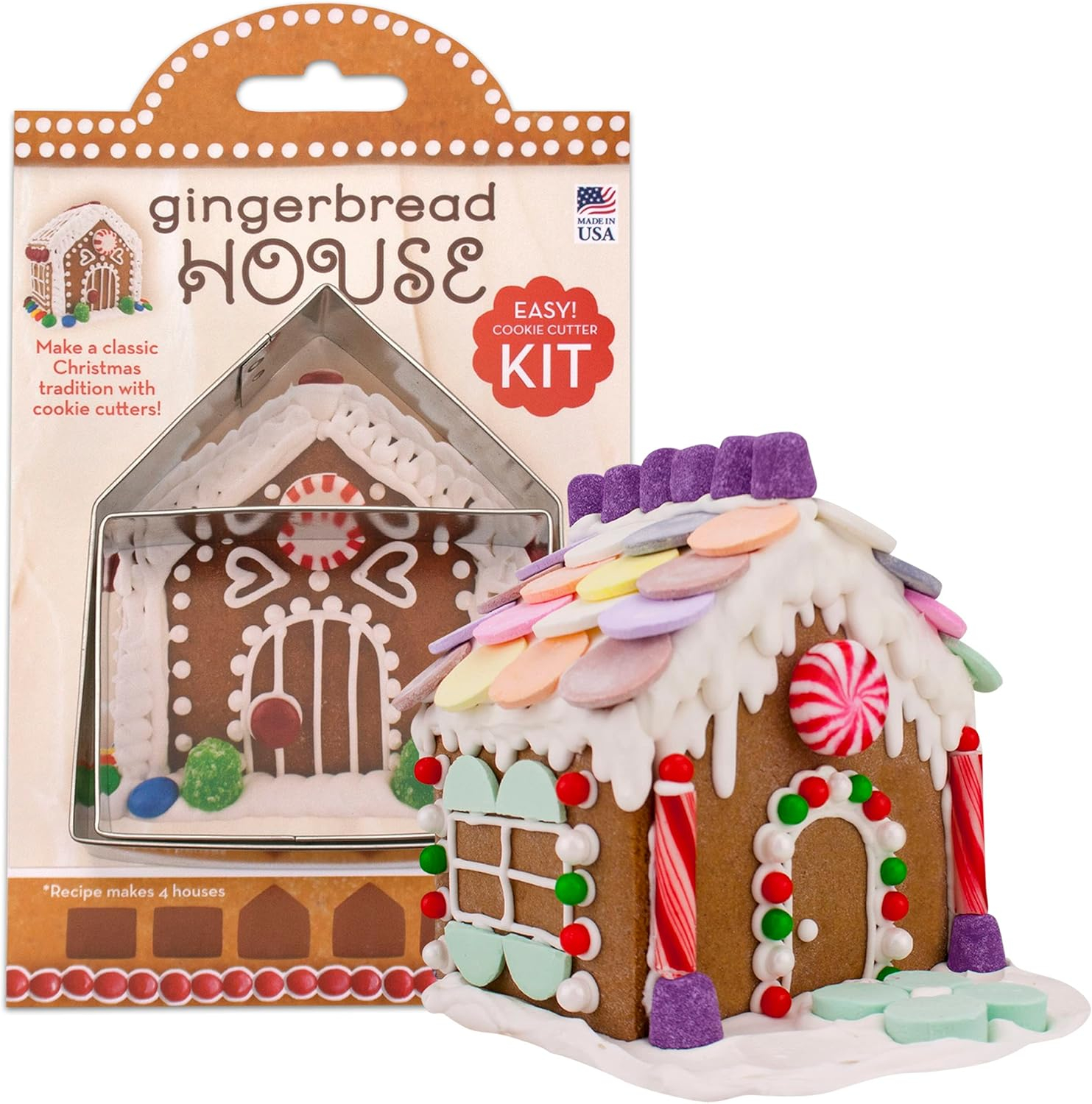 Mini Gingerbread House Set, Two Cookie Cutters with Recipe Card Makes 4-1/2" Tall Gingerbread House by Ann Clark Cookie Cutters