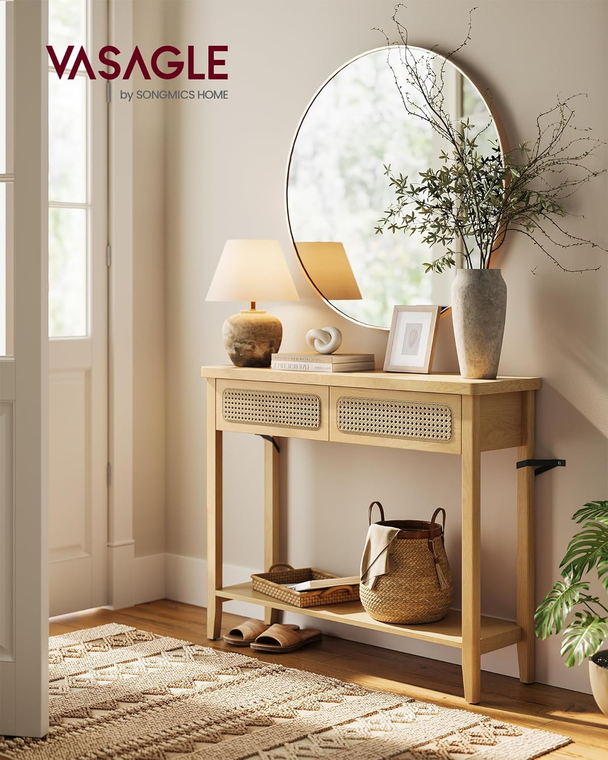 VASAGLE Console Table, Beige ULNT016Y57