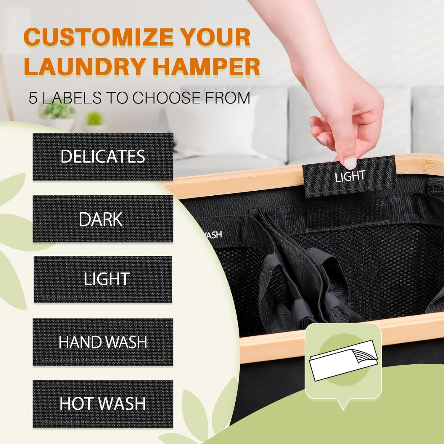 Laundry Hamper with Lid, 160L Dirty Clothes Hamper for Laundry Basket 3 Section, Extra Large Laundry Sorter Hamper 3 Compartment with Removable Inner Bags & Labels, Black