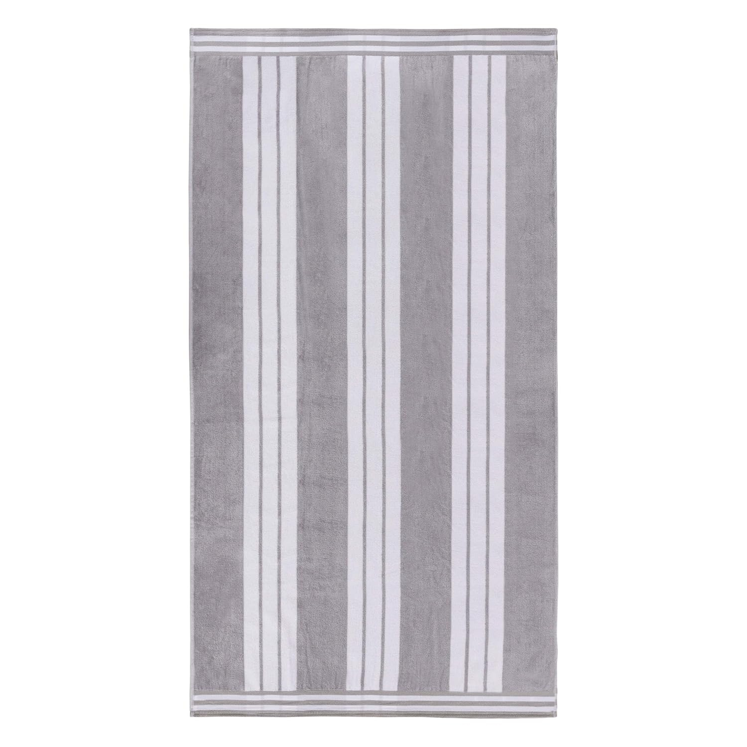 Superior Cotton Striped Oversized Beach Towel, 34" x 64", Light Grey
