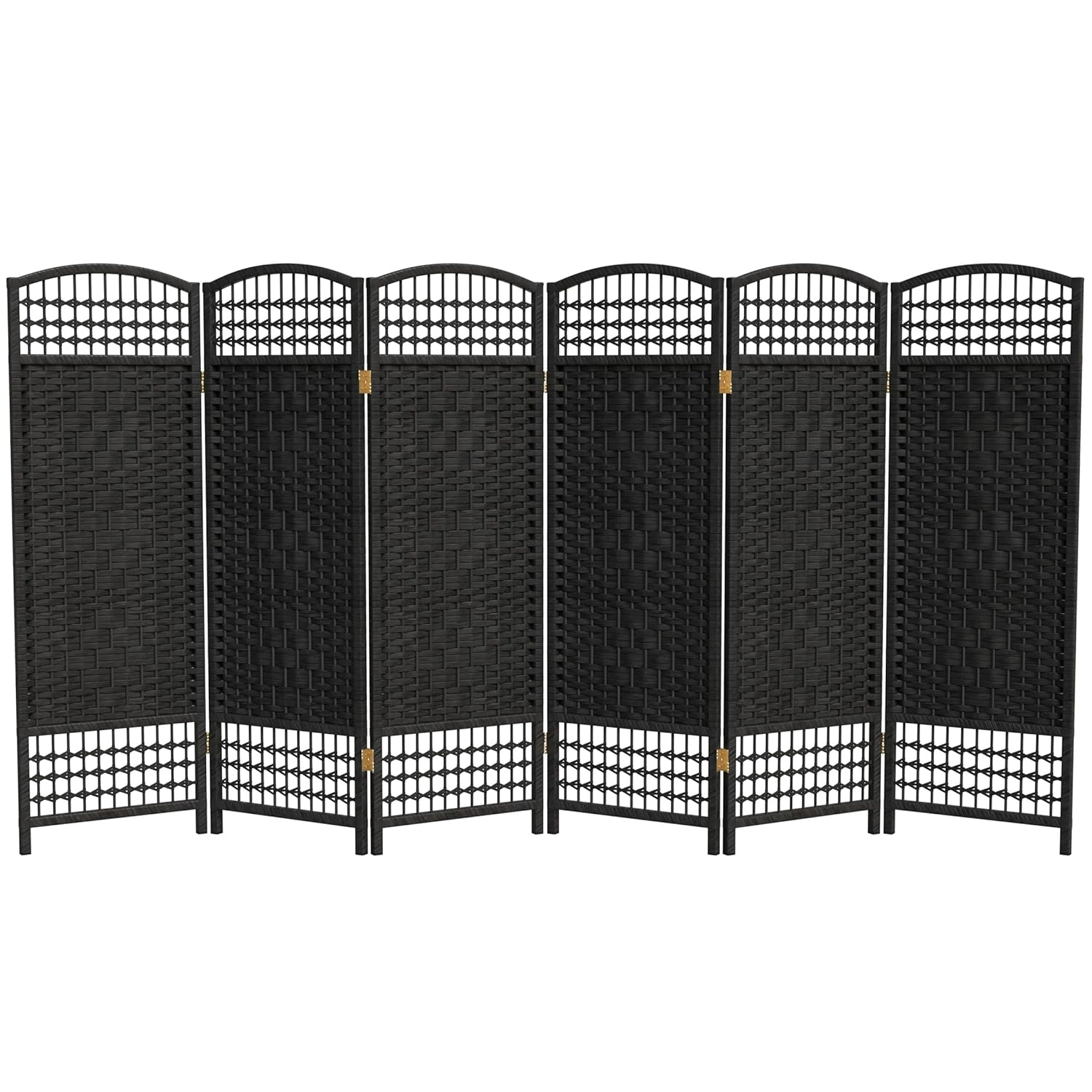 Oriental Furniture 4 ft. Tall Fiber Weave Room Divider - Black - 6 Panel