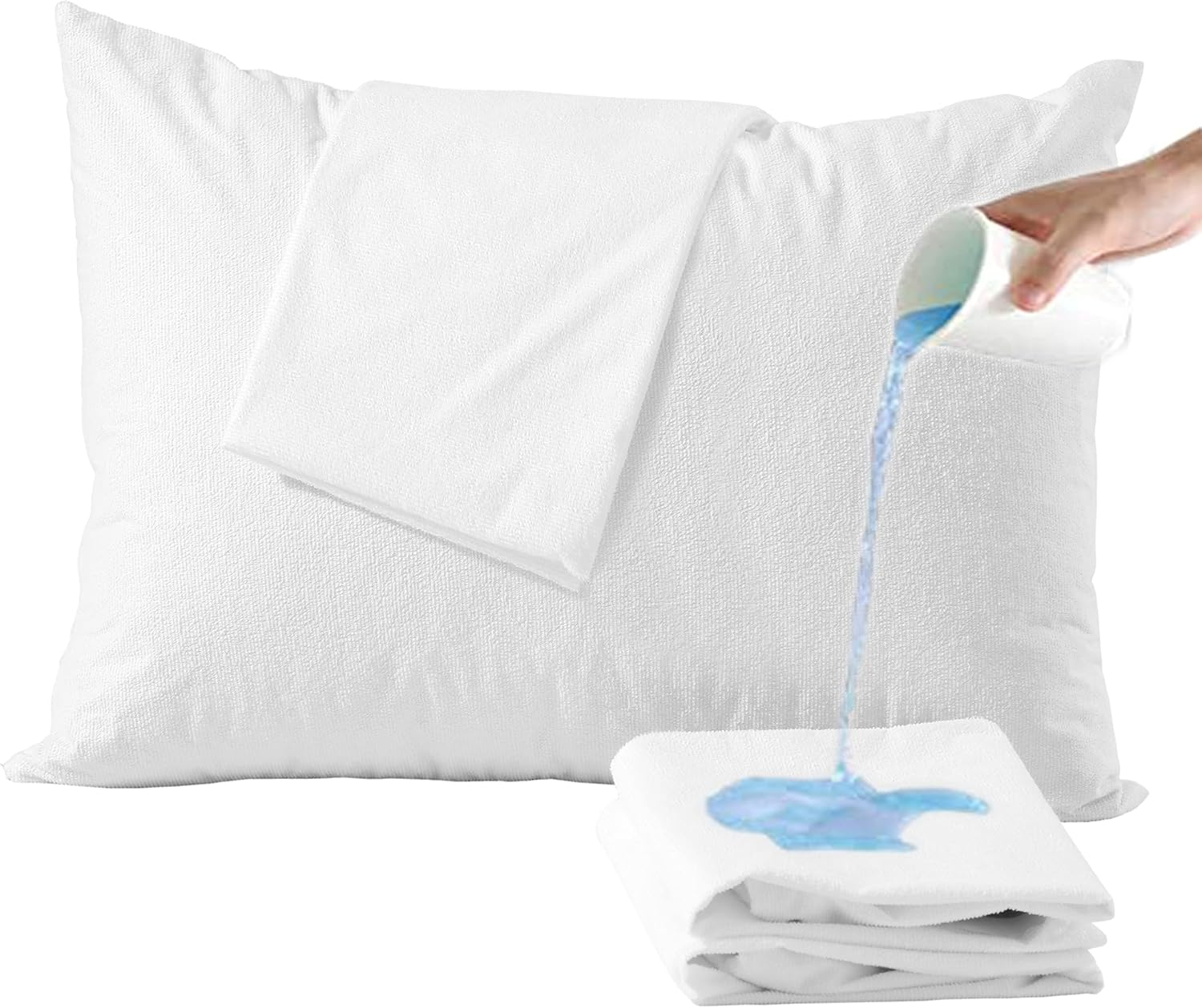 Niagara Waterproof Pillow Protector King Cotton Terry Zippered 100% Pillow Encasement Cover Pair Set of 2 Washable Long Life Soft