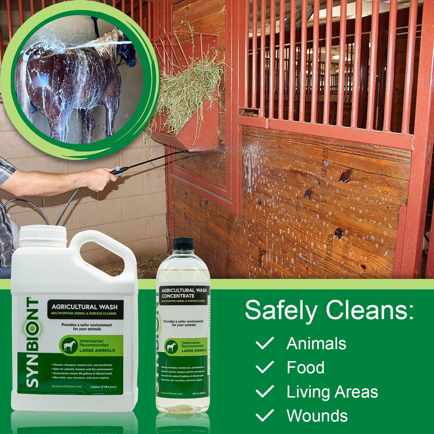 Synbiont Agricultural Wash 32 oz Concentrate Ag Wash - Horse Shampoo Pet Supplies Dog Shampoo Horse Tack Wash