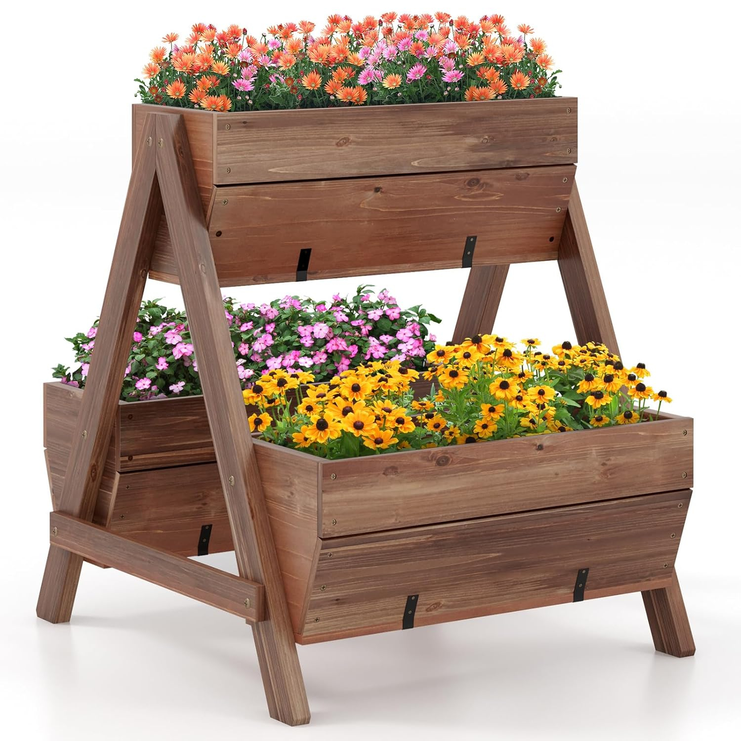 Spaco Vertical Raised Garden bed with 3 Wooden Planter Boxes-S, Outdoor Elevated Flower Box for Backyard/Patio/Gardener