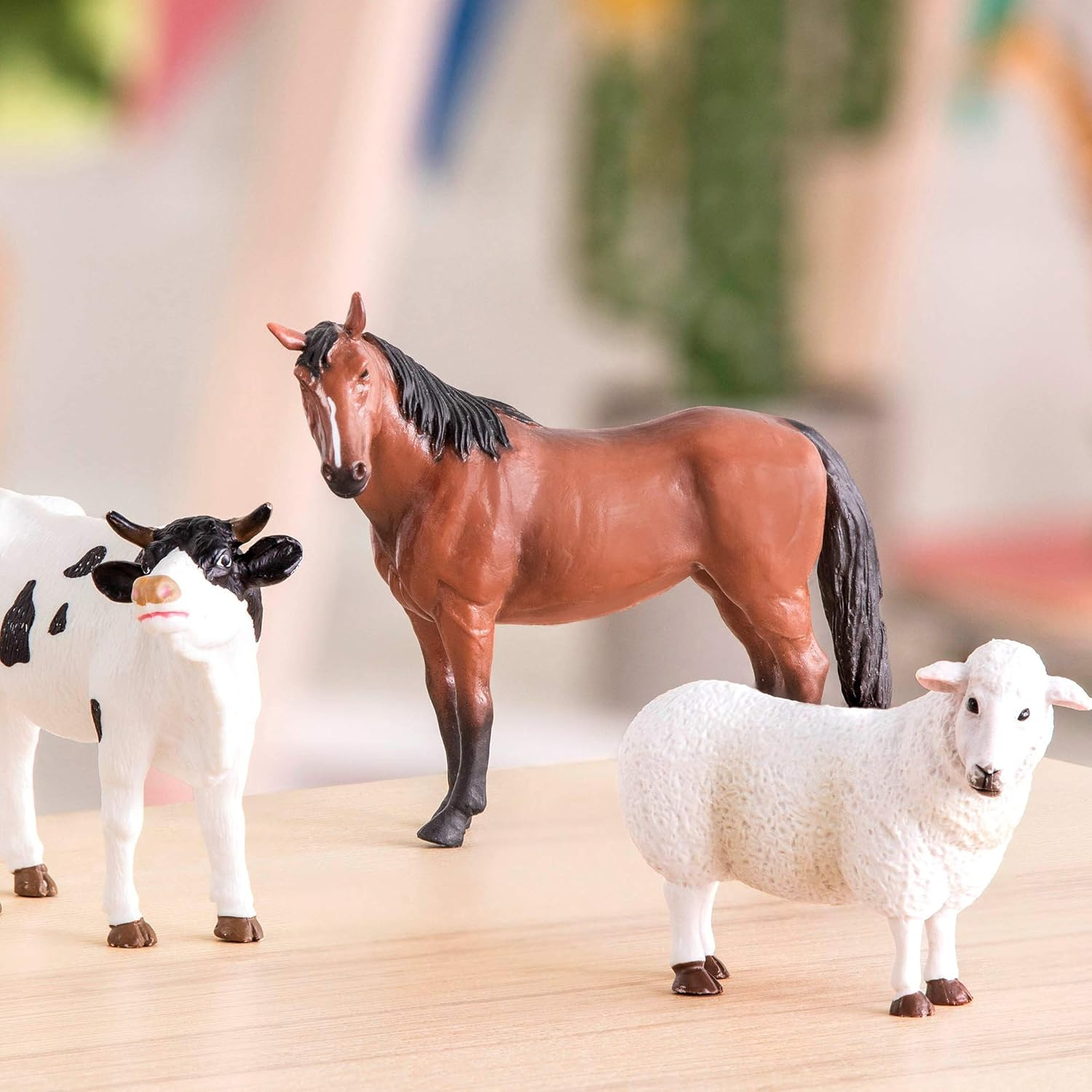 Realistic Farm Animal Figurines Set - Horse, Cow, Sheep