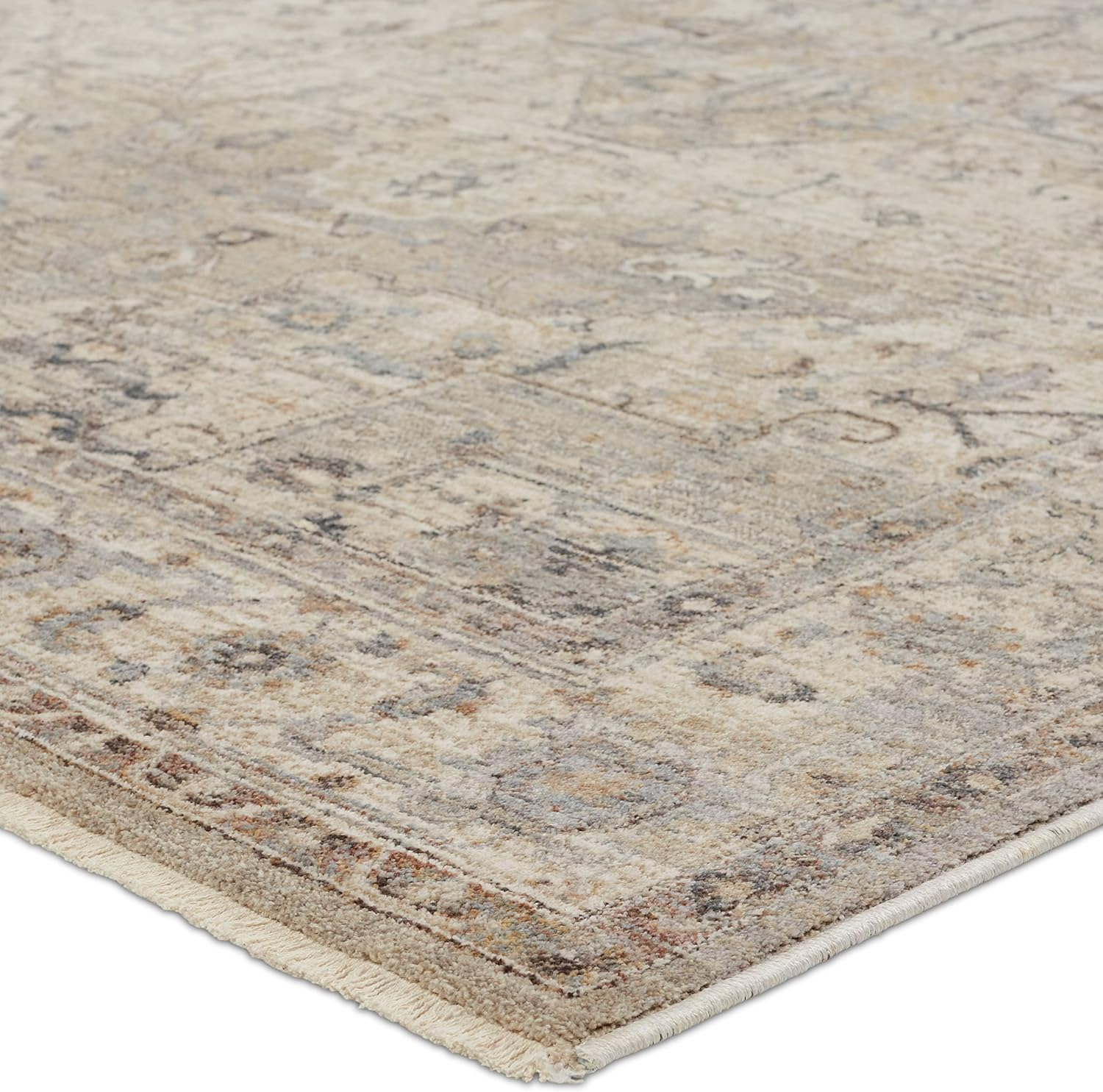 Gray and Tan Medallion Synthetic Runner Rug, 2'9" x 8'