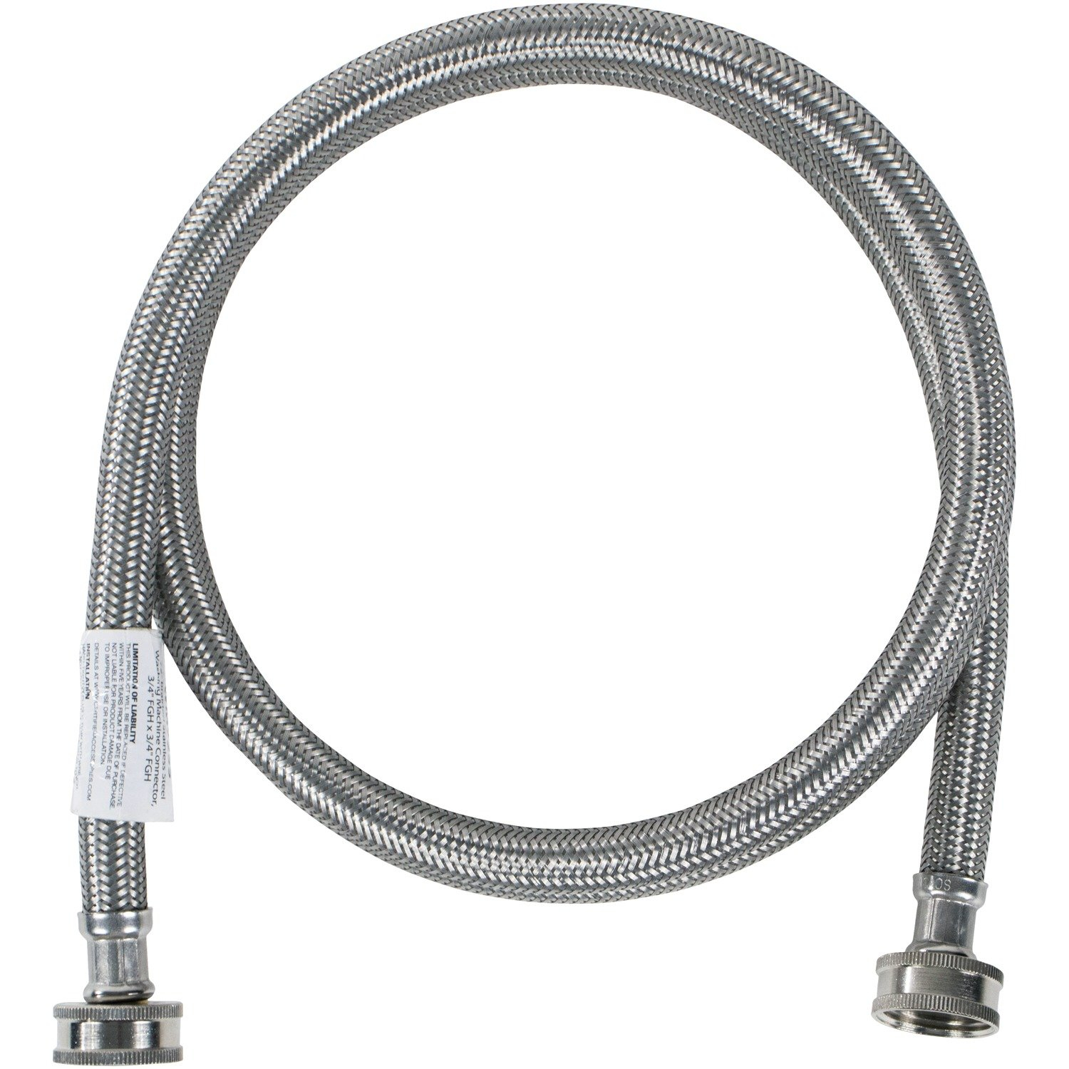 Supco ?" X 6' Stainless Steel Inlet Hose for Washers, 3806FFSS