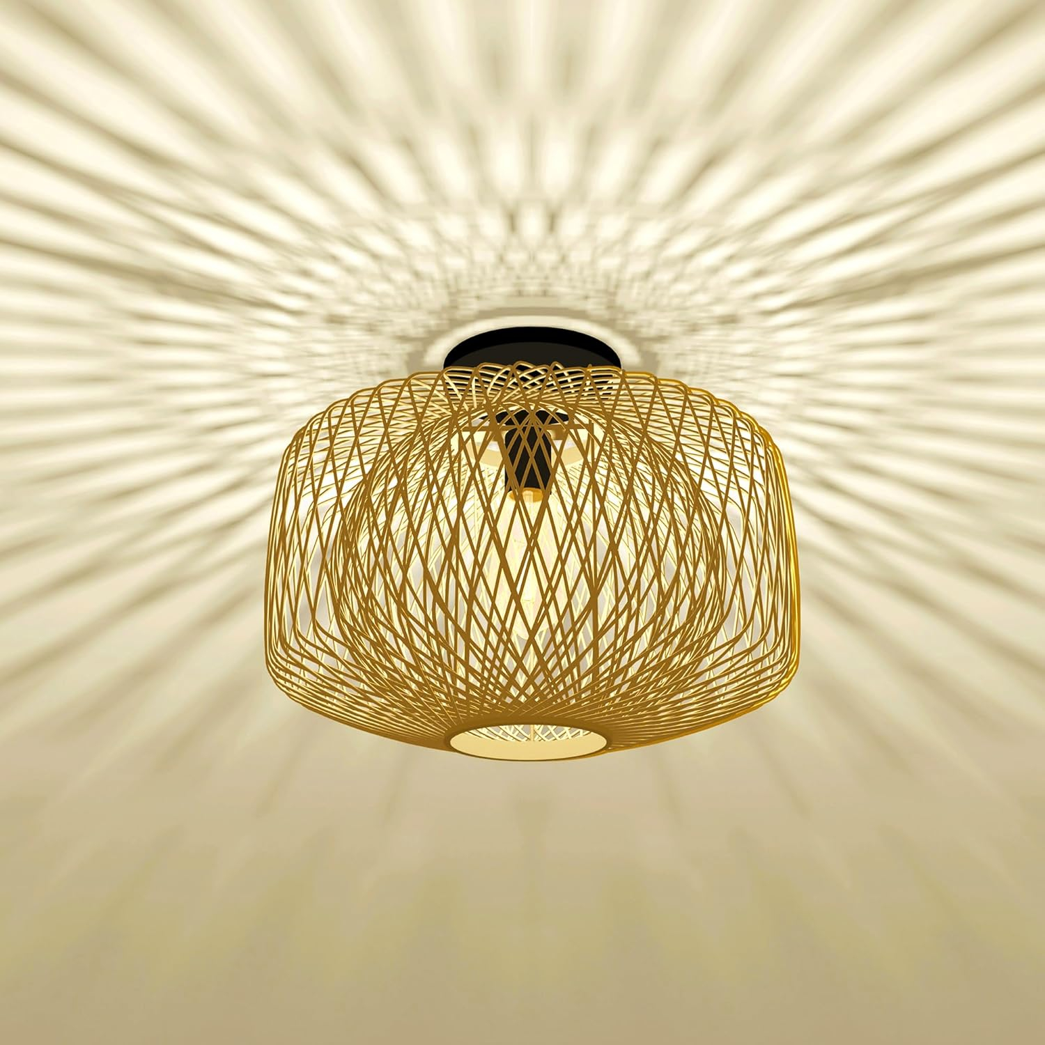 Landia Home Decorative Bamboo Semi Flush Mount Light