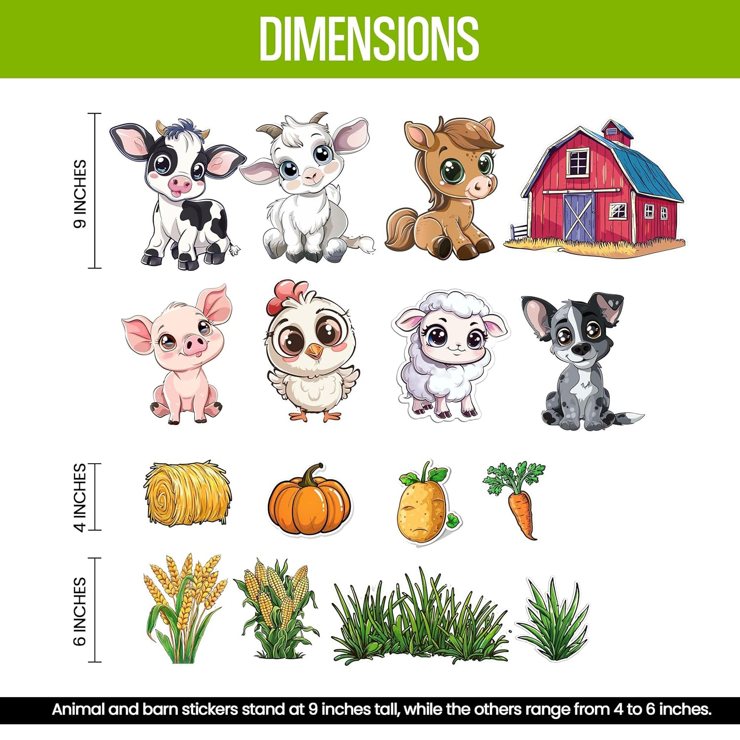 Farm Animal Stickers for Walls - Hi-Res Vinyl Animal Wall Decals for Nursery & Classroom - Animal Stickers for Kids Room Wall Decor - Easy Application Adhesive Decals